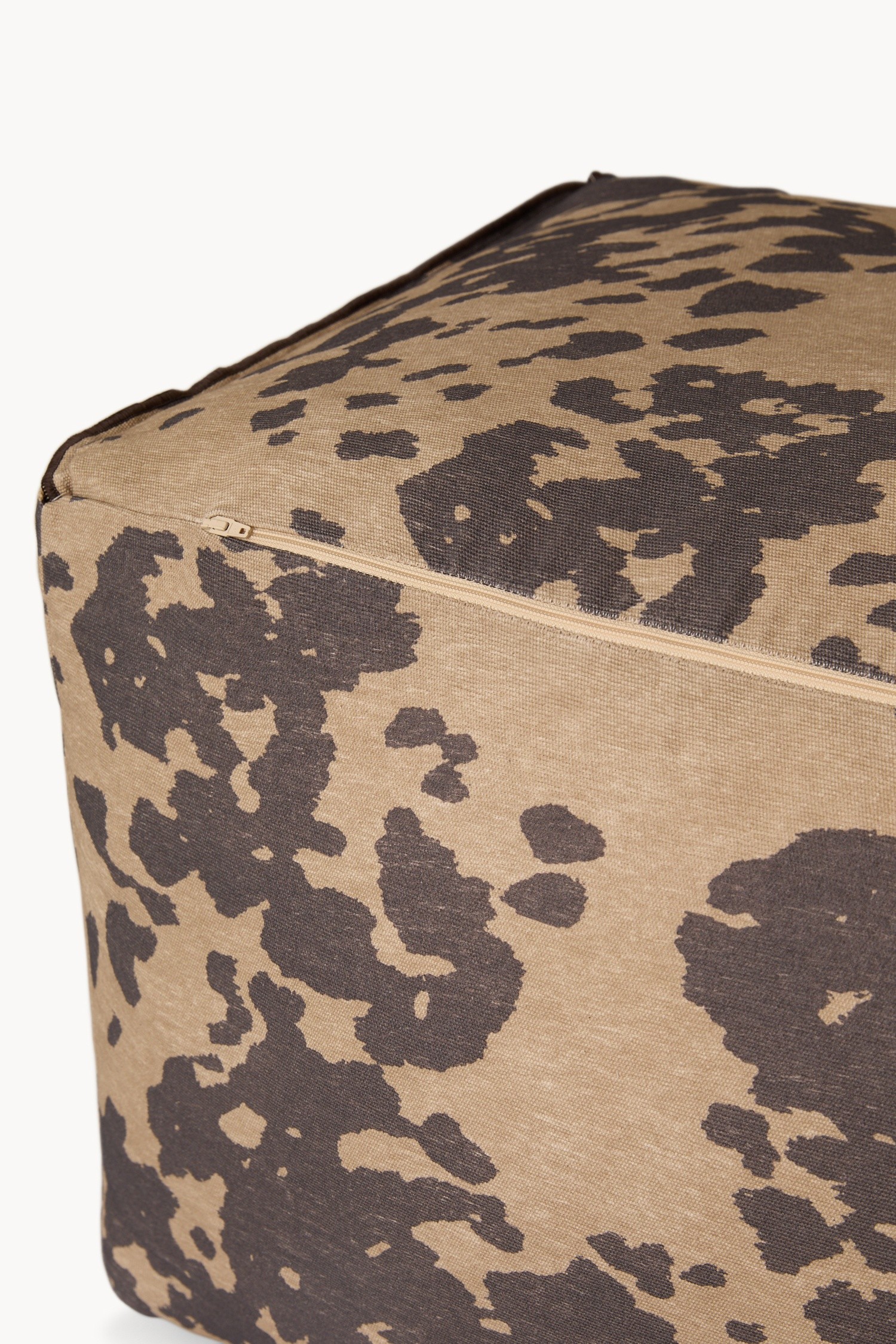 Cowhide print pouf - Discounted Price, Brown, large image number 1