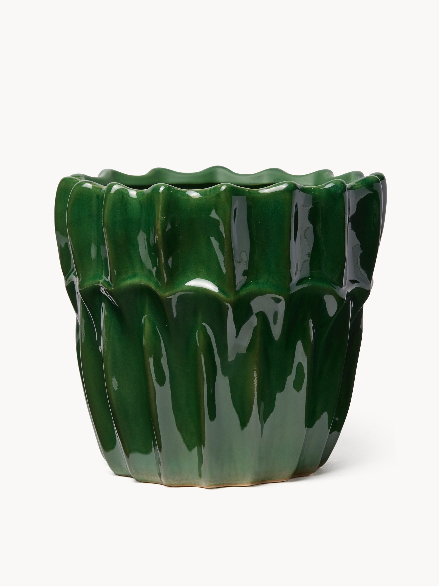 Cachepot in ceramica, Verde, large image number 0