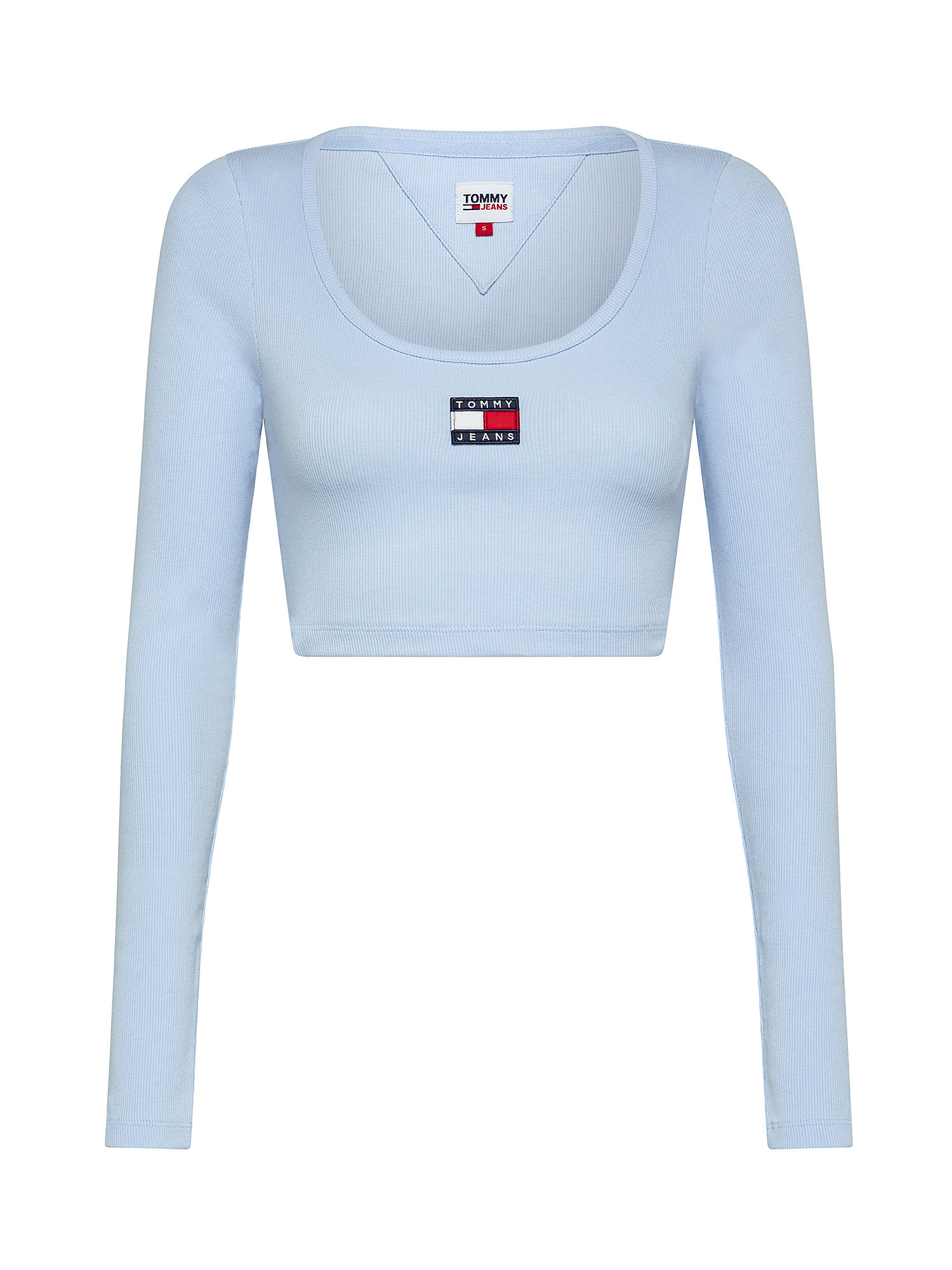 Top a costine con logo, Azzurro, large image number 0