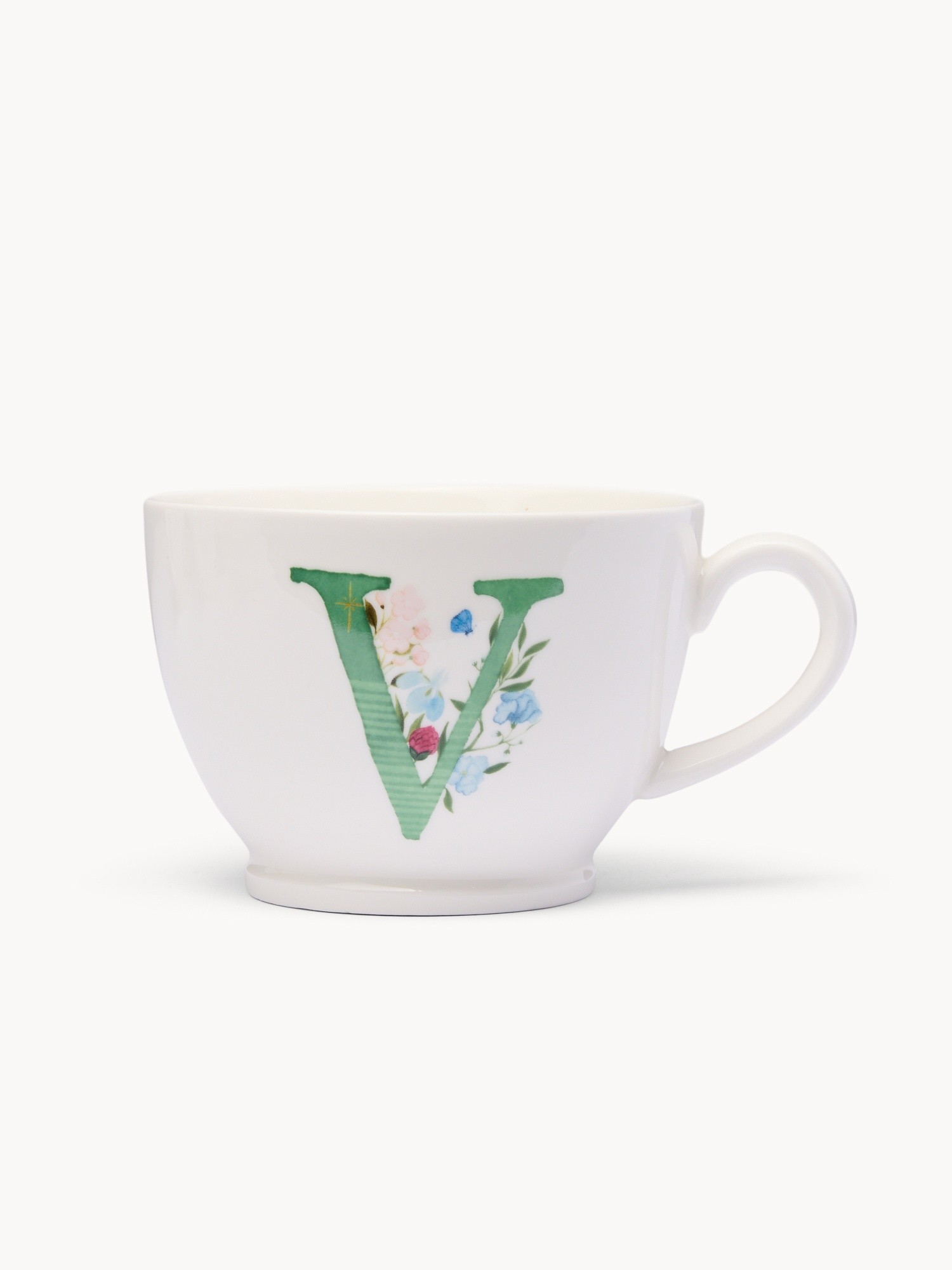 New bone china breakfast mug Letter V china, White 1, large image number 0