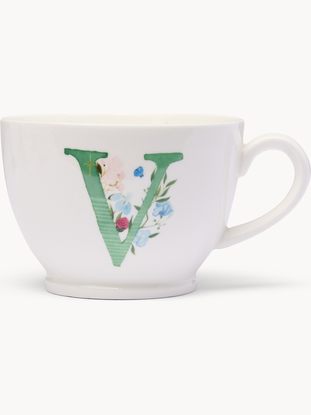 Tazza da colazione in new bone china lettera V