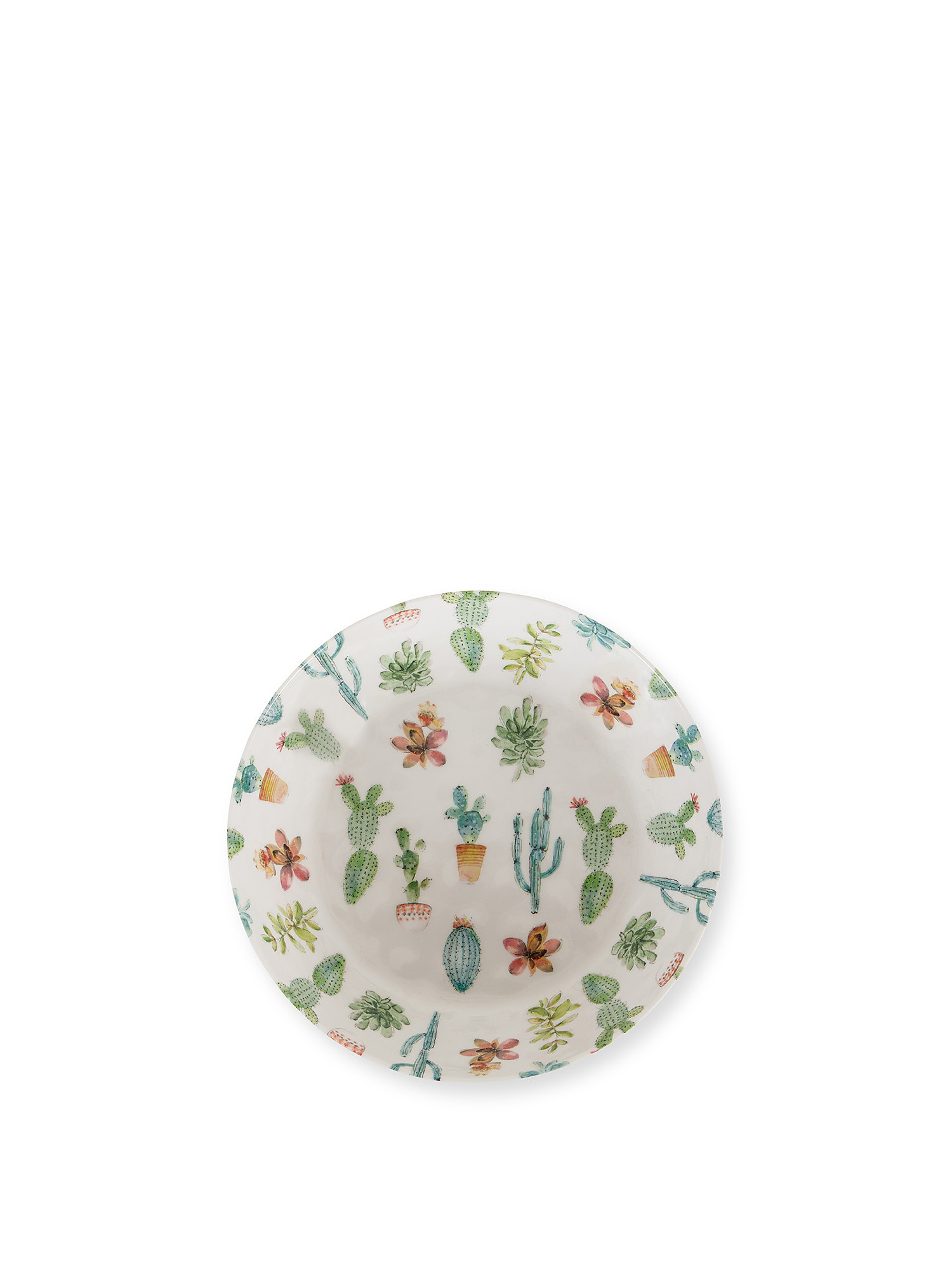 Melamine soup plate with cactus motif, White, large image number 1