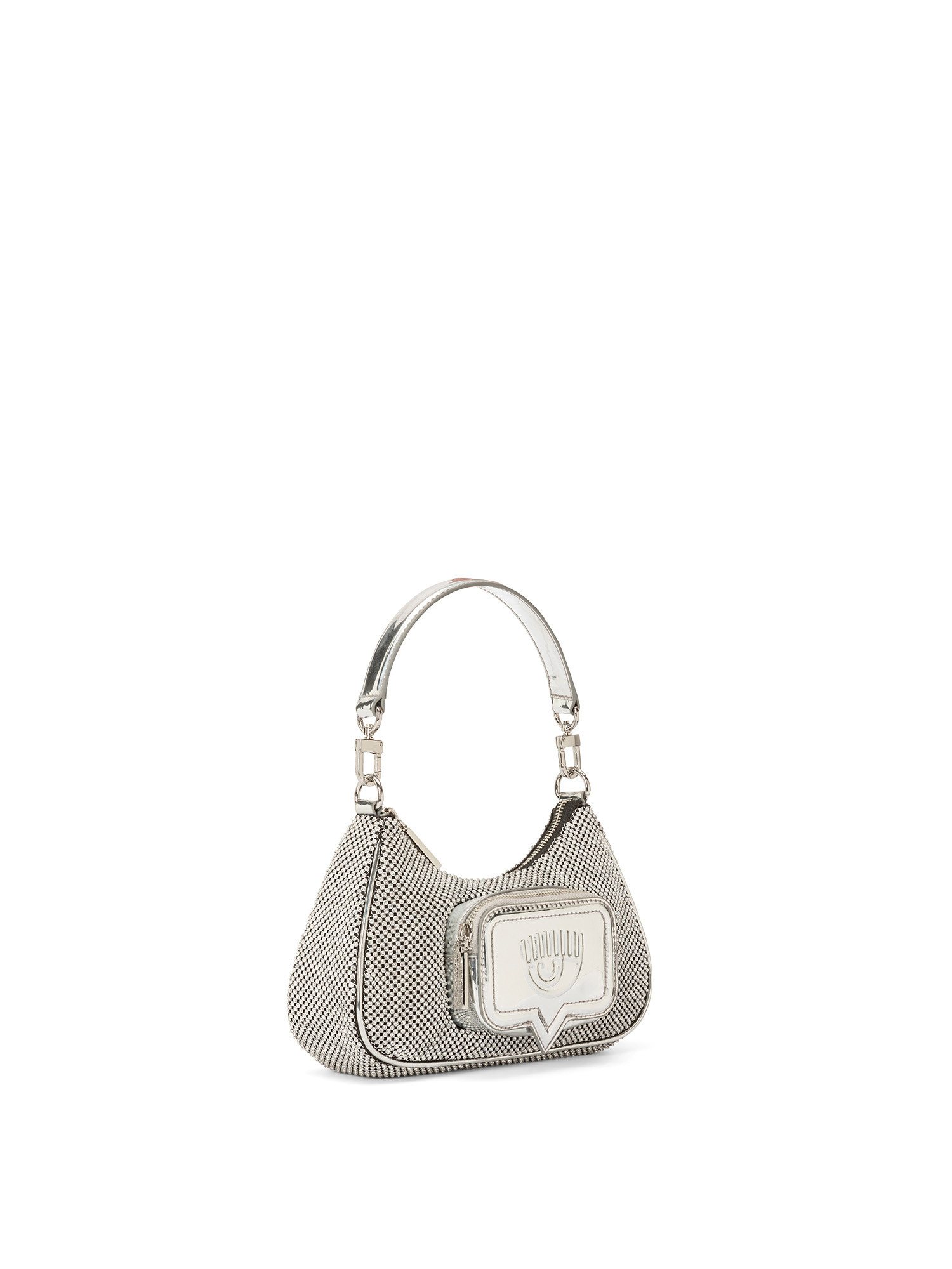Borsa hobo in strass, Grigio, large image number 1