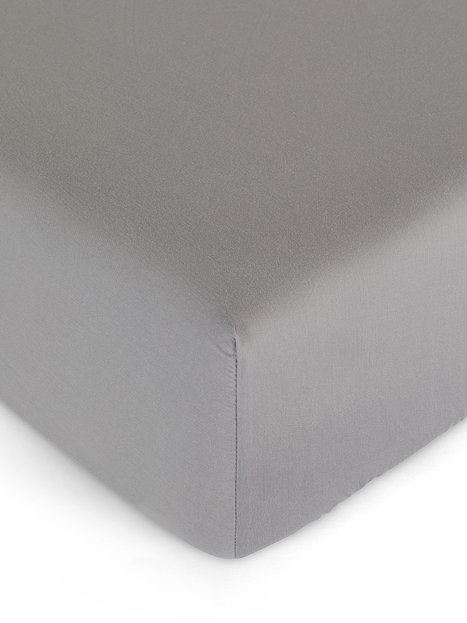 Zefiro solid color cotton satin fitted sheet, Dark Grey, large image number 0