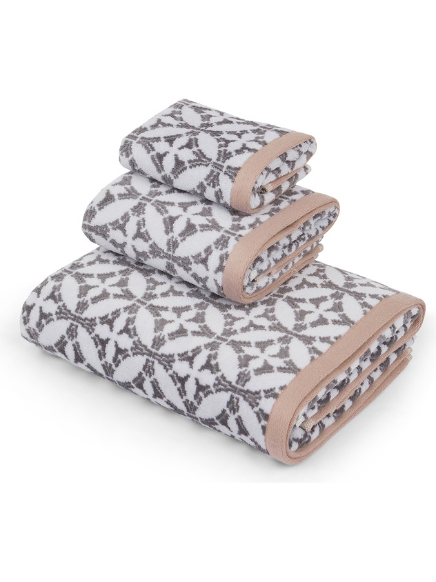 Portofino cotton velor towel with geometric pattern