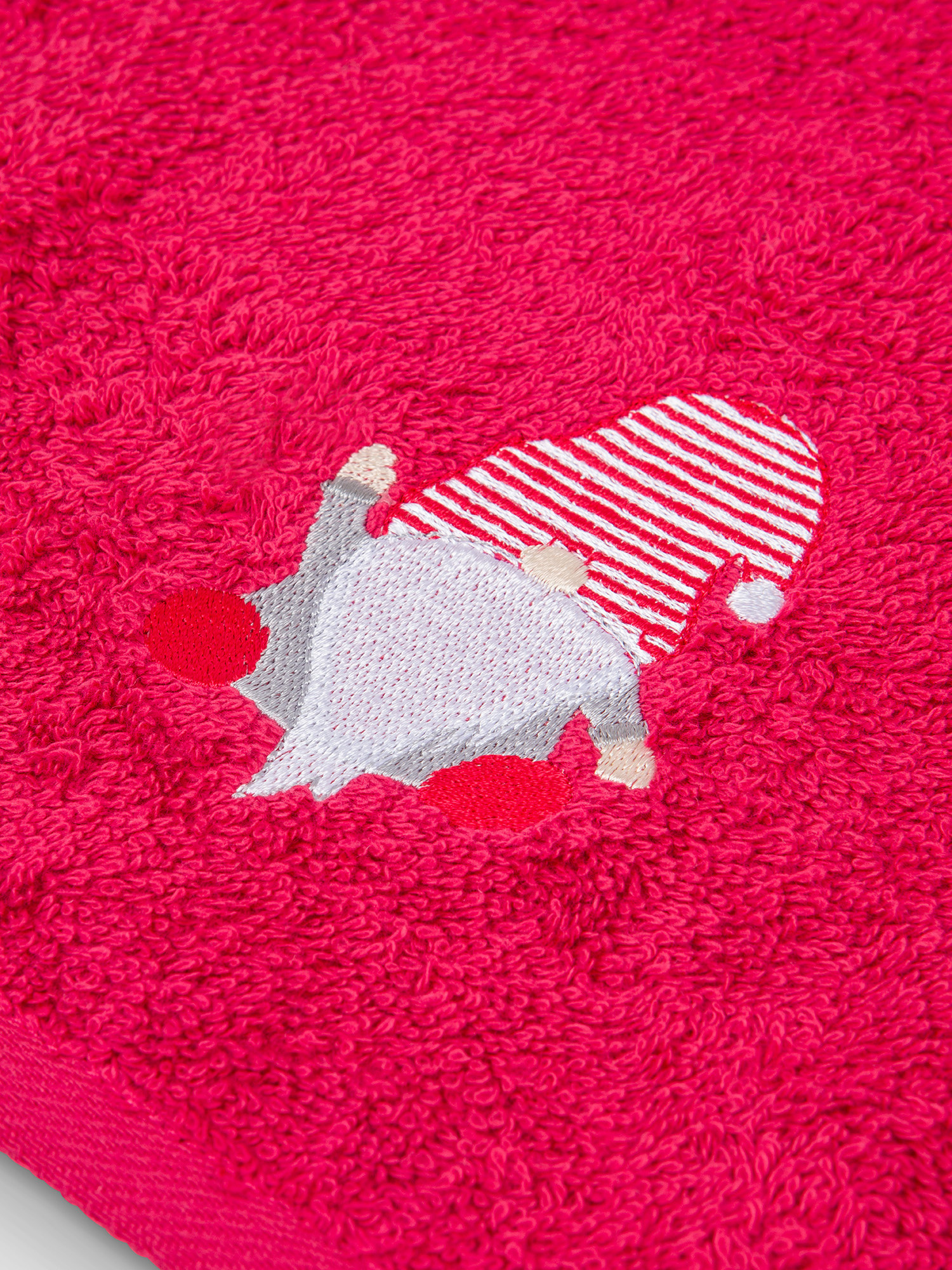 Set 2 asciugamani cotone ricamo gnomo, Rosso, large image number 3