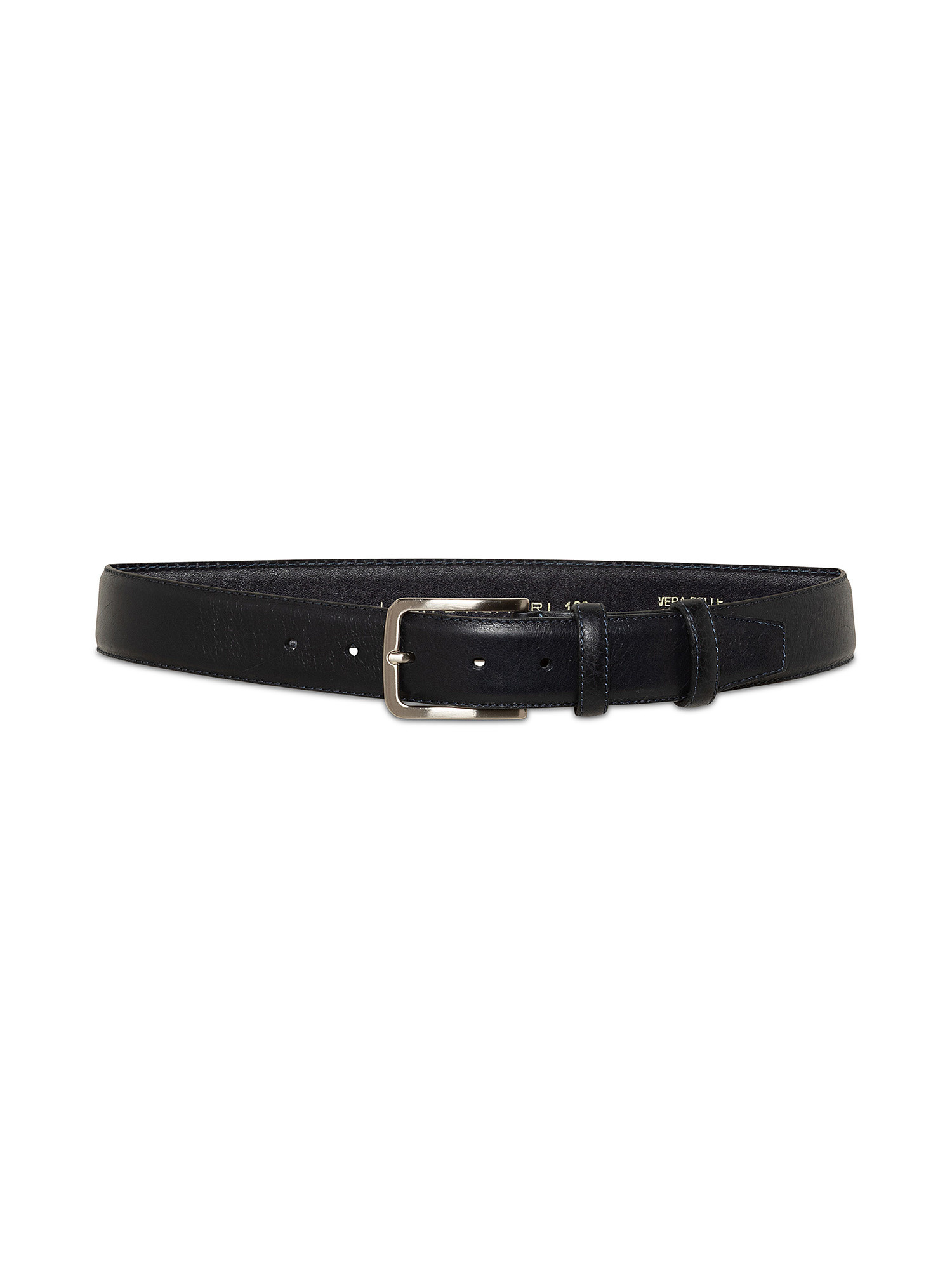 Genuine leather belt with stitching, Blue, large image number 1