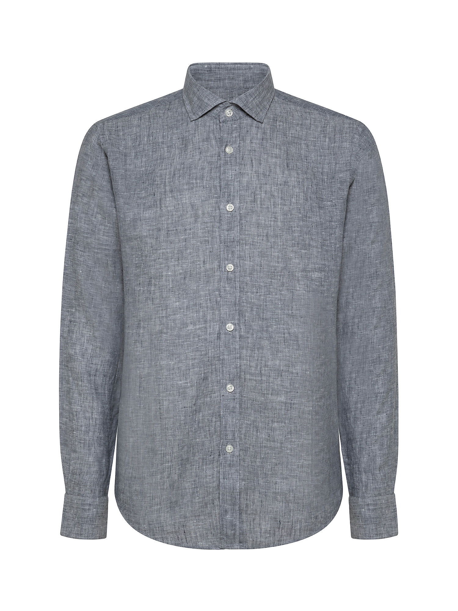 Camicia tailor fit in lino, Grigio, large image number 0