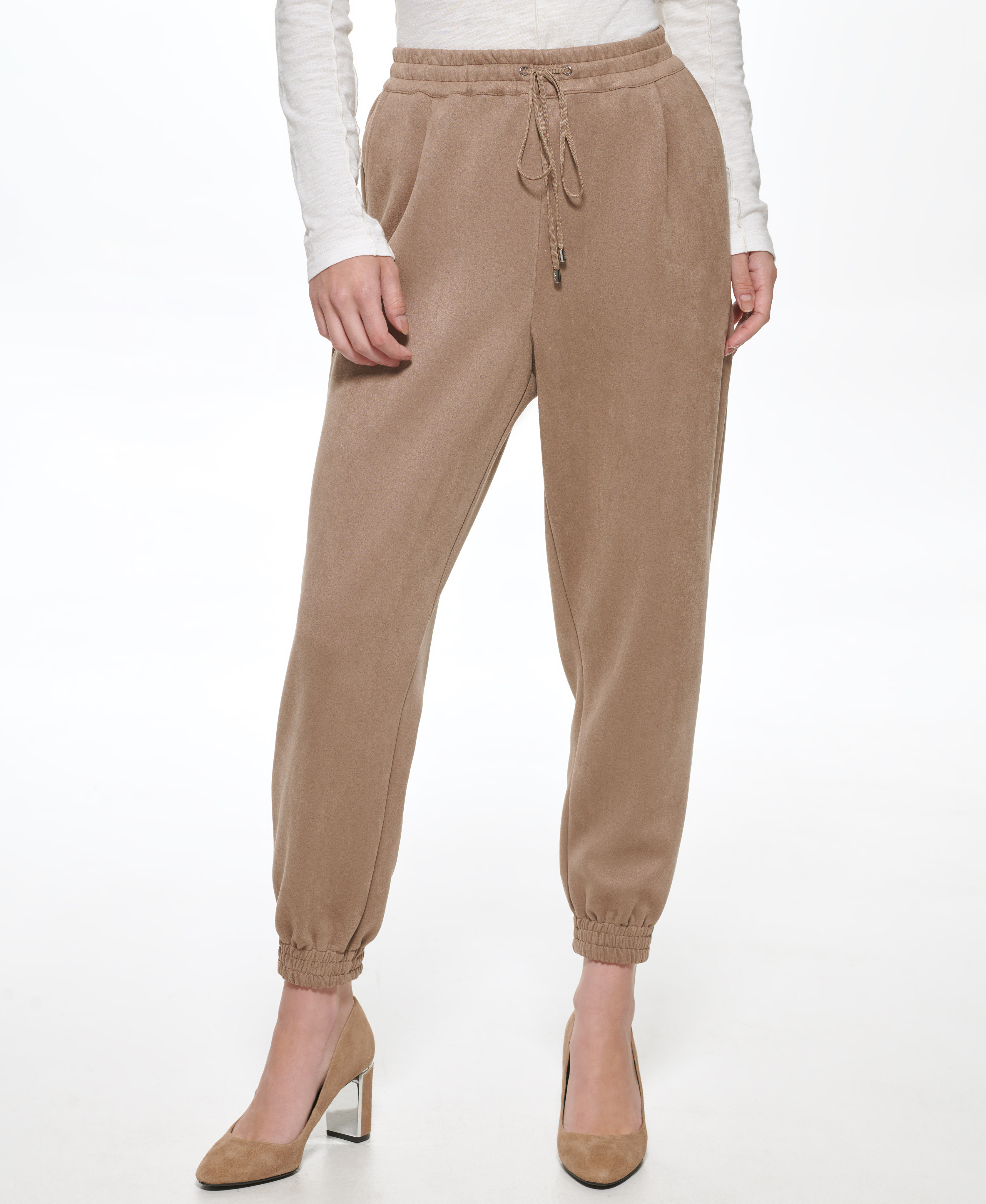 Pantalone jogger in camoscio, Marrone, large image number 3