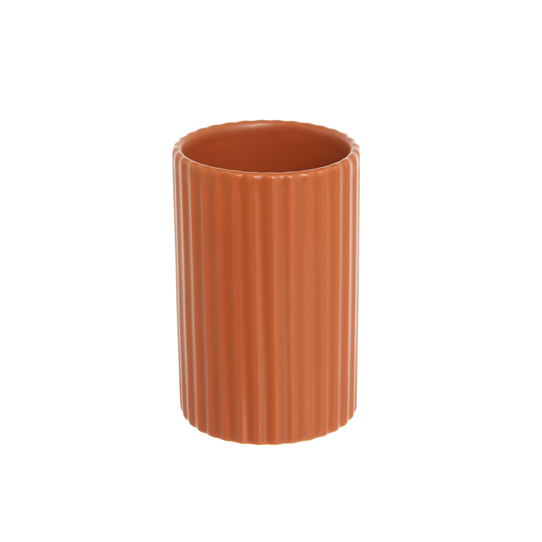 Porta spazzolini ceramica portoghese rigata, Arancione scuro, large image number 0
