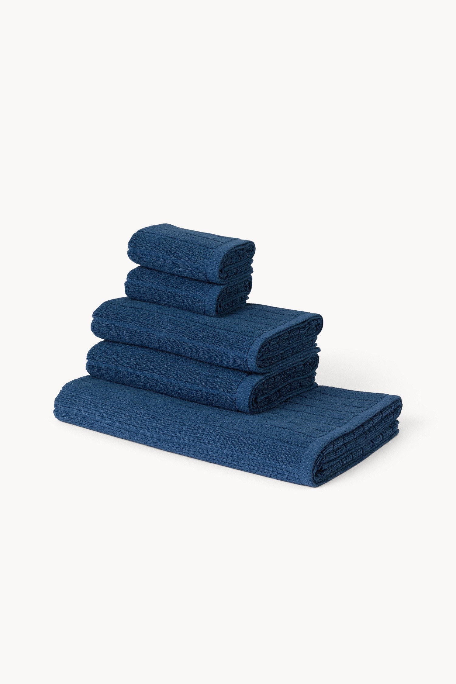 Set of 5 Pure Cotton Towels - Discounted Price, Blue, large image number 0