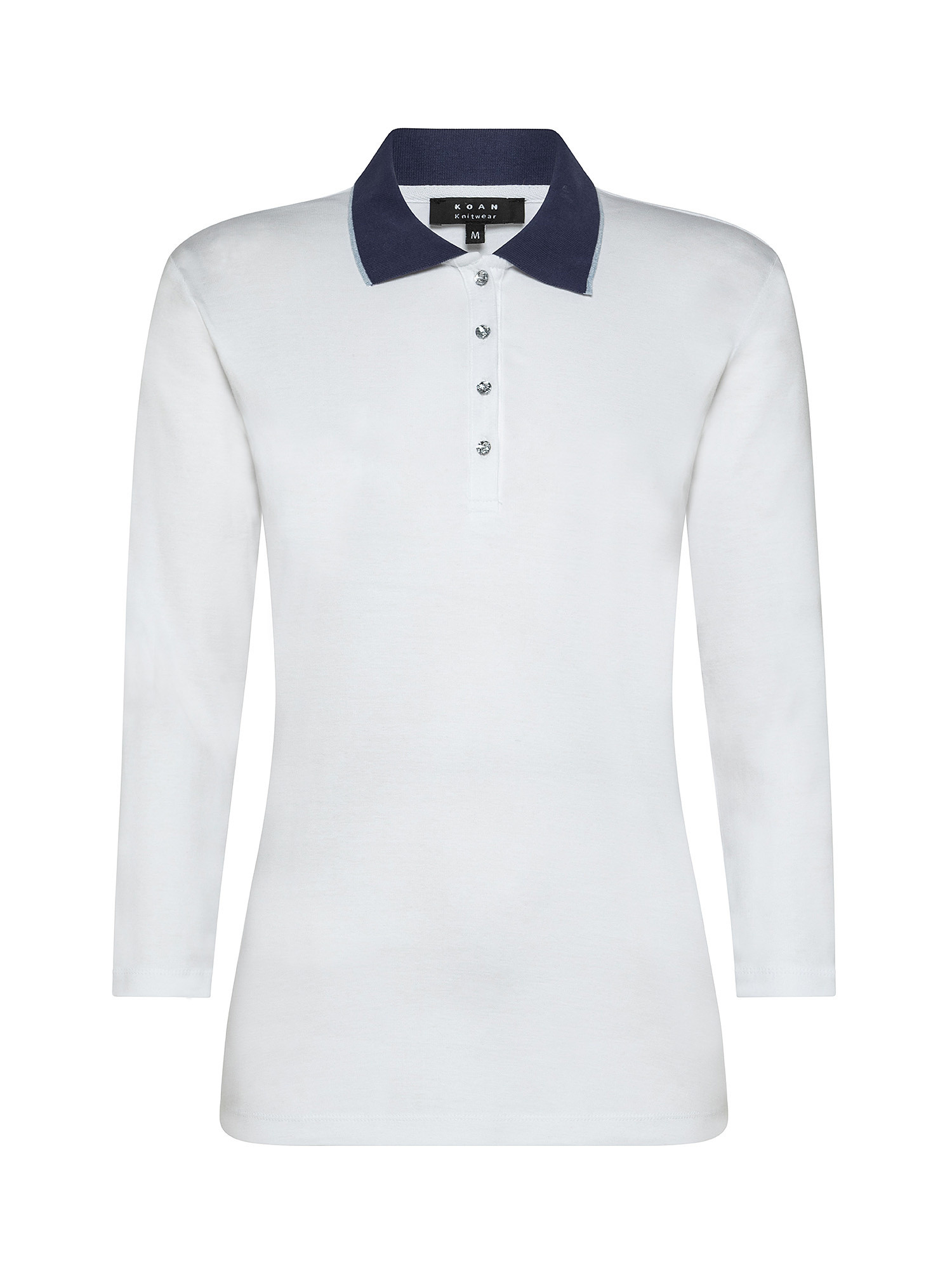 Polo con bottoni gioiello, Bianco, large image number 0