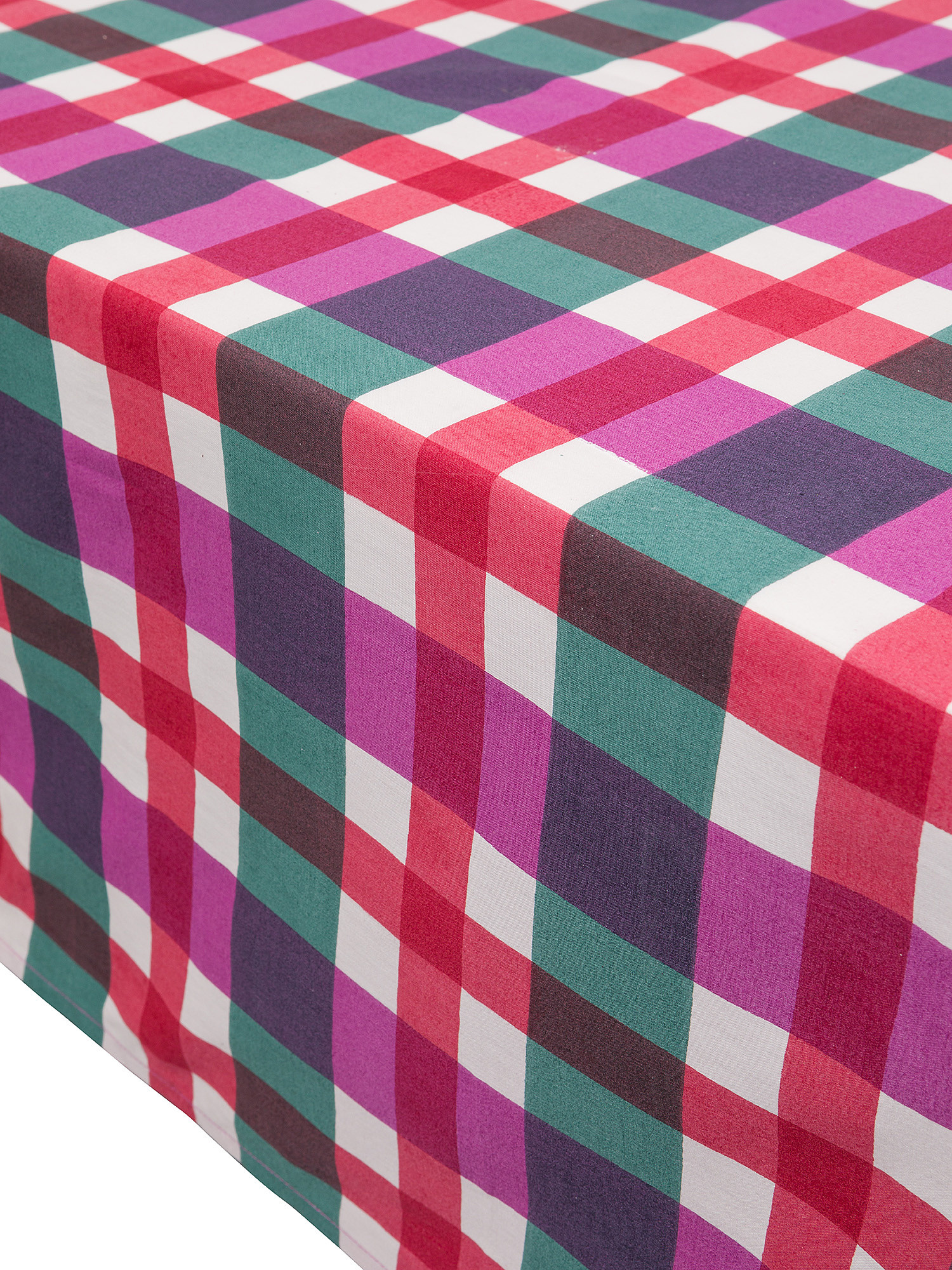 Pure cotton check print tablecloth, Red, large image number 1