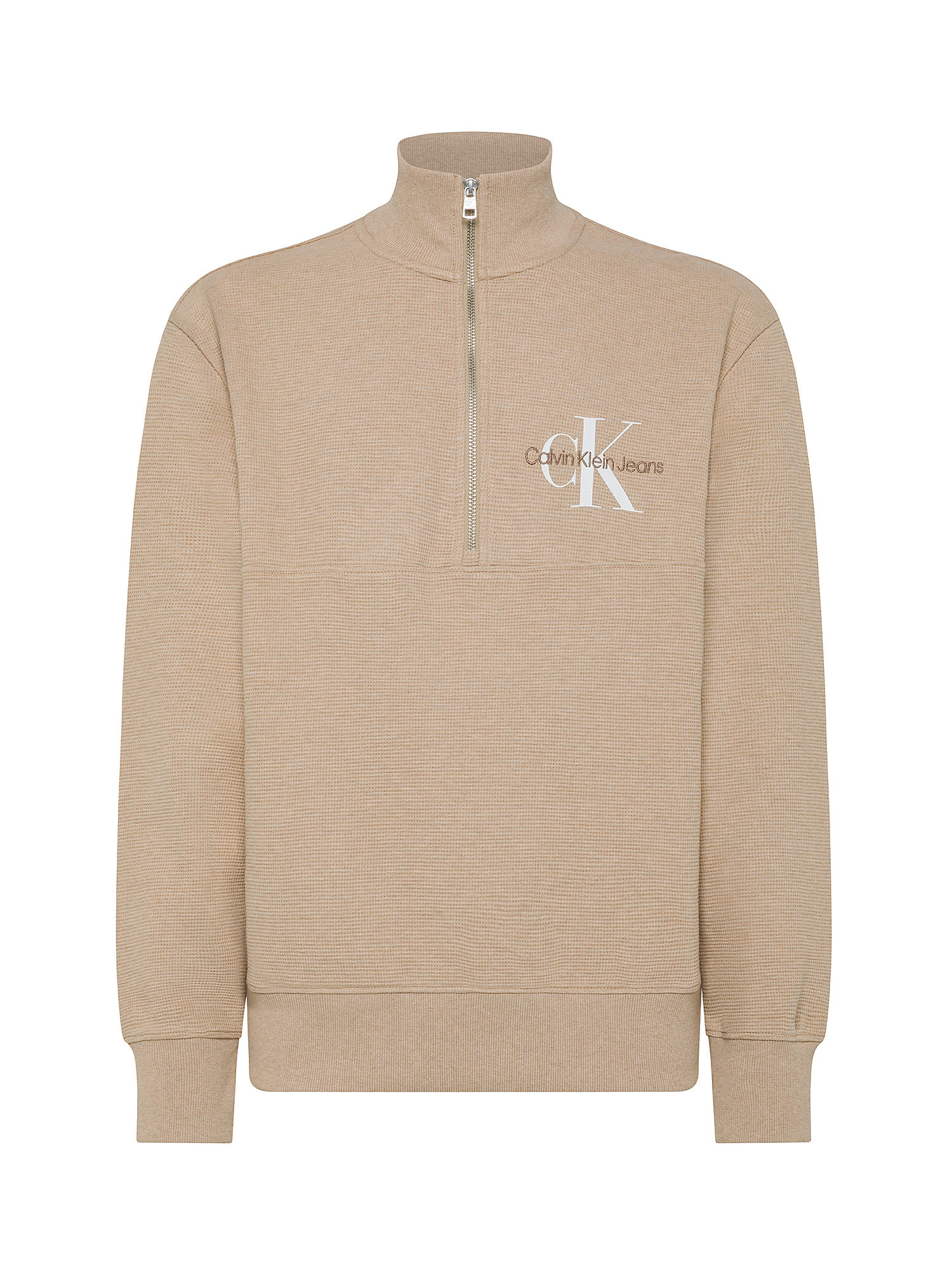 Calvin Klein Jeans -  Cotton sweatshirt with logo, Sand, large image number 0