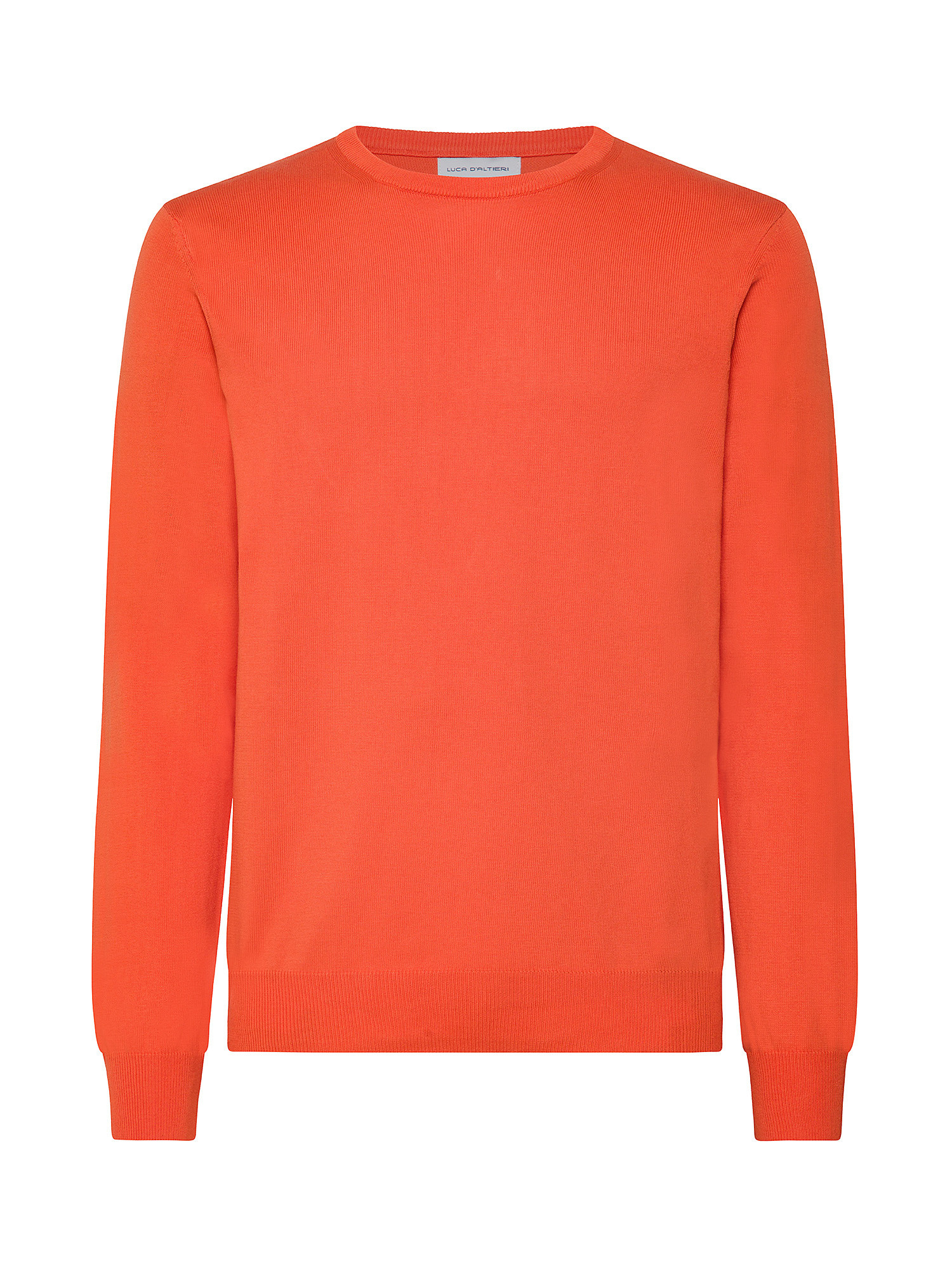 Luca D'Altieri - Crew neck sweater in extrafine pure cotton, Orange, large image number 0