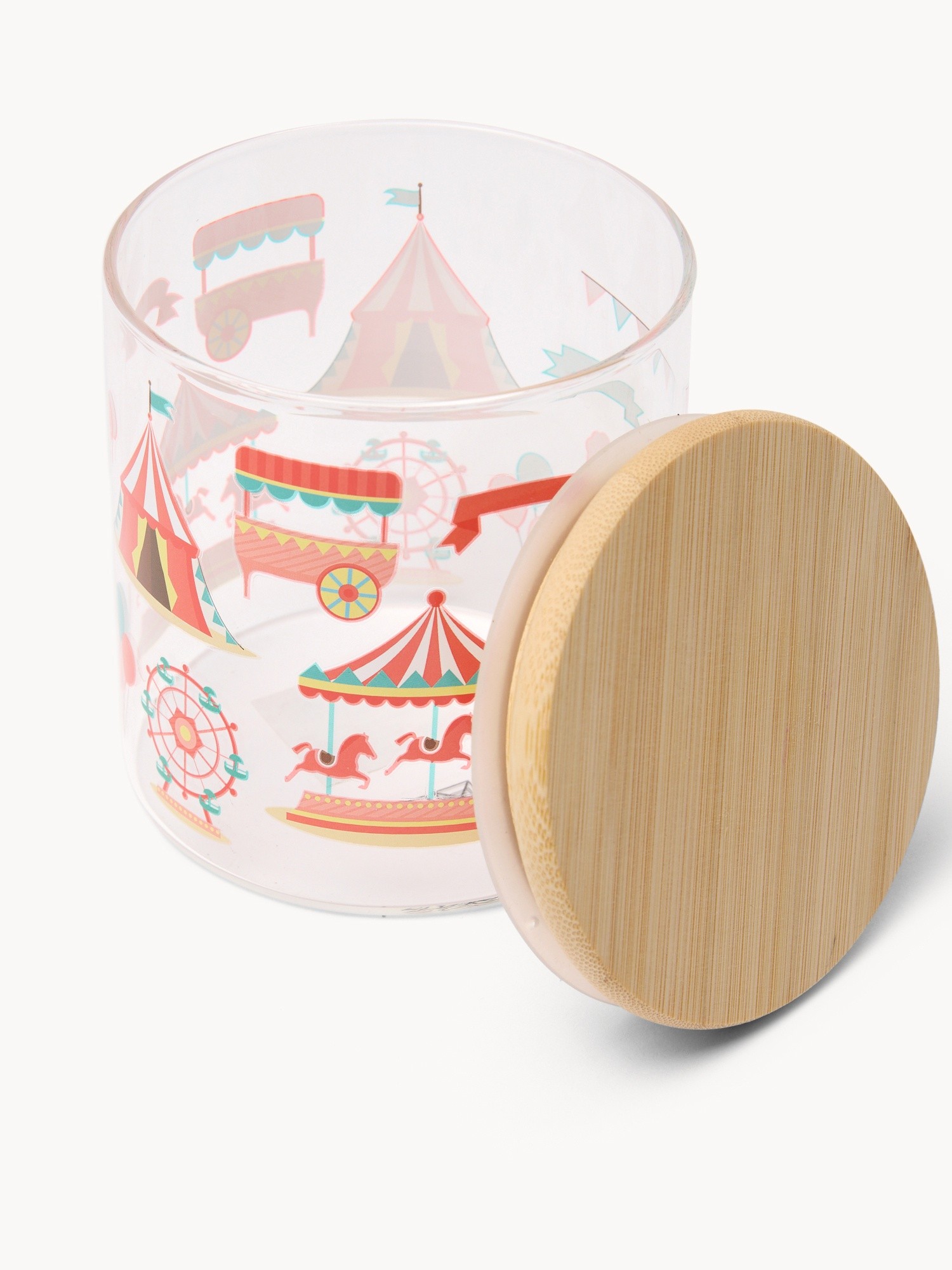 Borosilicate glass jar with bamboo lid - Introductory price, Bianco/Rosso, large image number 1