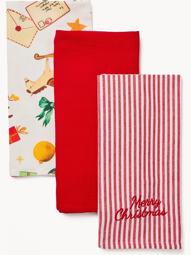 Set 3 strofinacci in puro cotone con scatola regalo