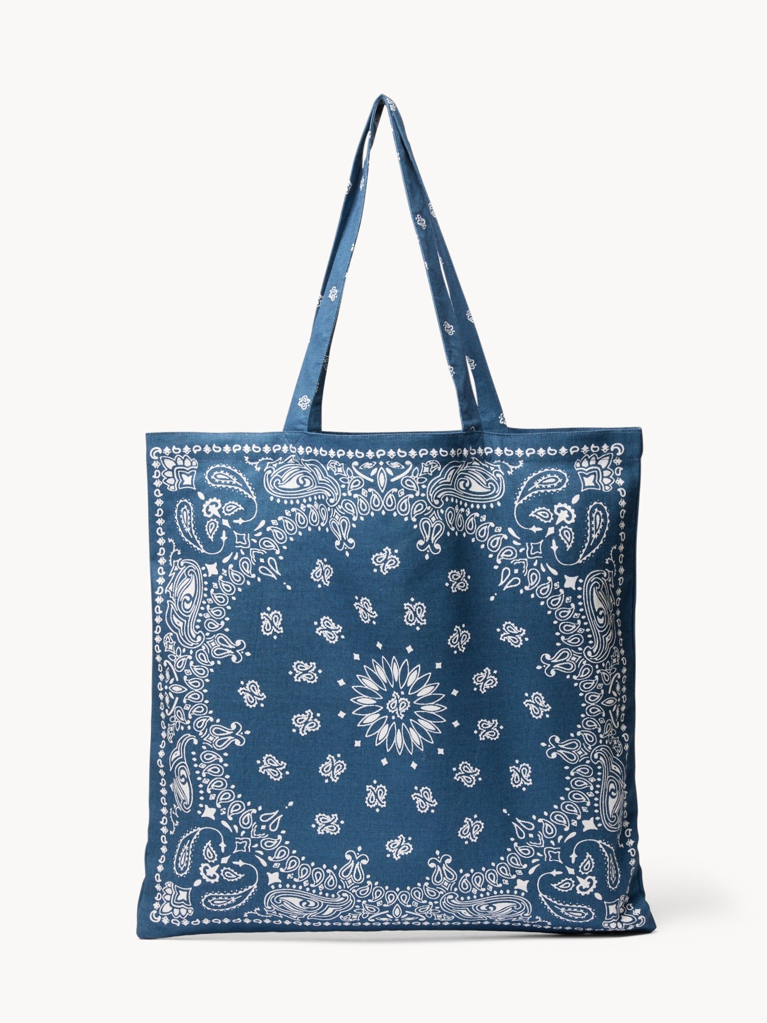 Pure cotton shopper with bandana print - Discounted Price, Blue, large image number 0