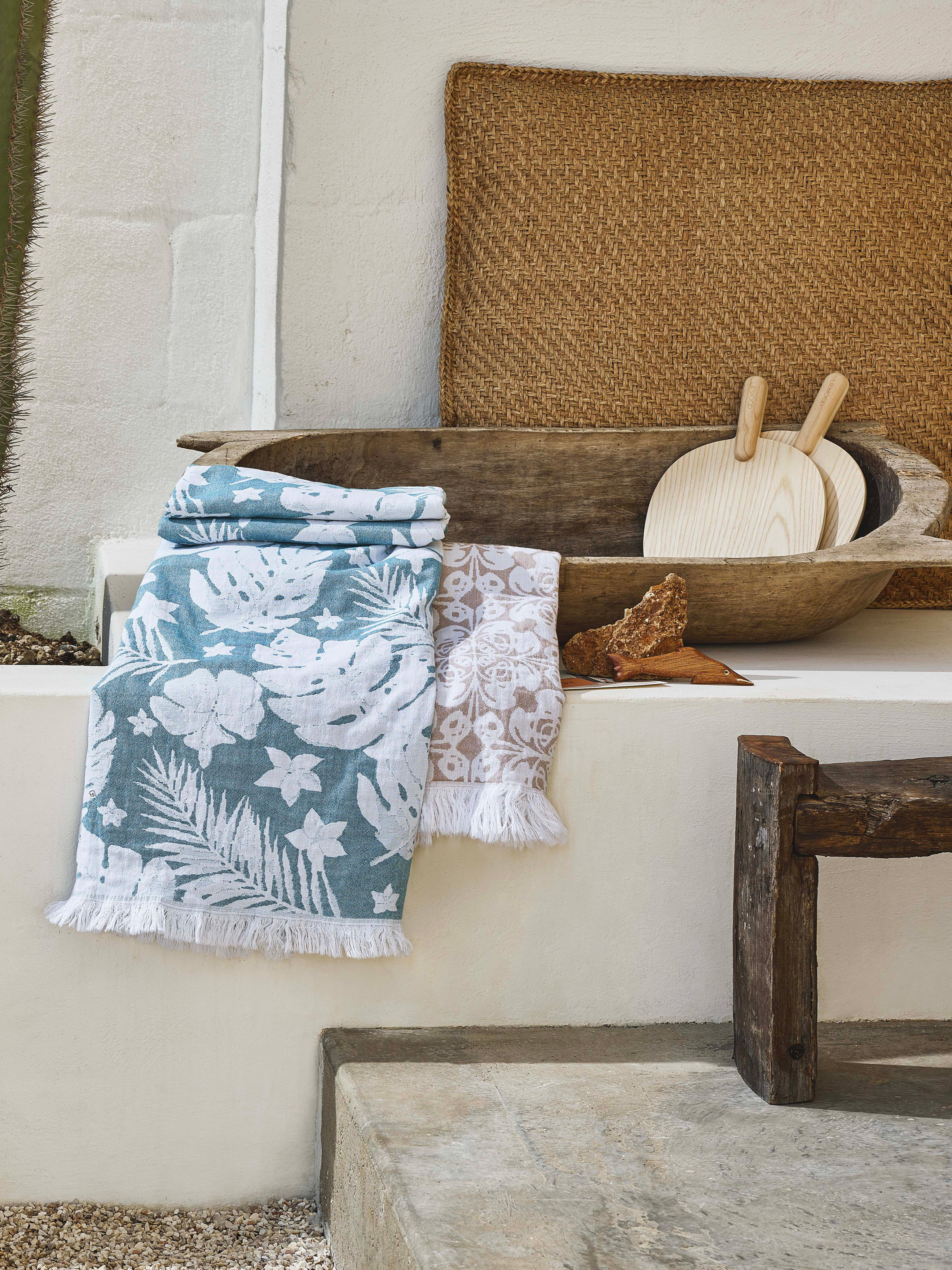 Cotton beach towel with lemon print, Multicolor, large image number 2