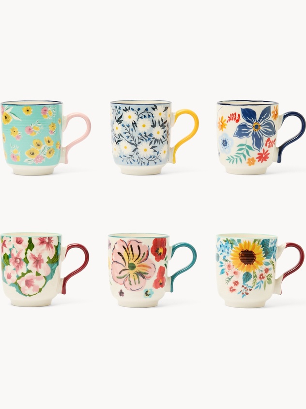 New bone china mug with flower motif - Discounted Price