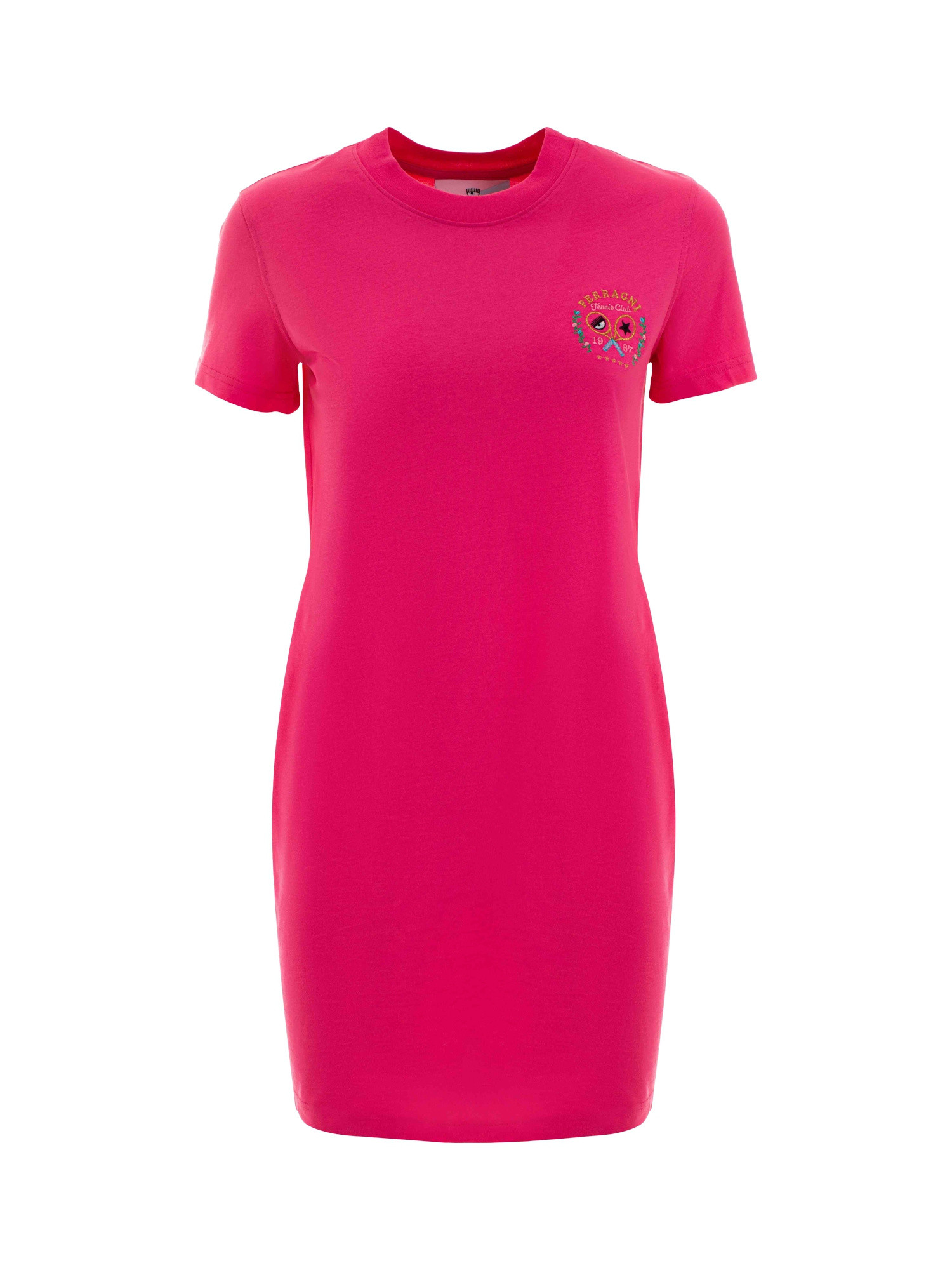 Chiara Ferragni - Short sleeve dress with embroidered logo, Pink Fuchsia, large image number 0