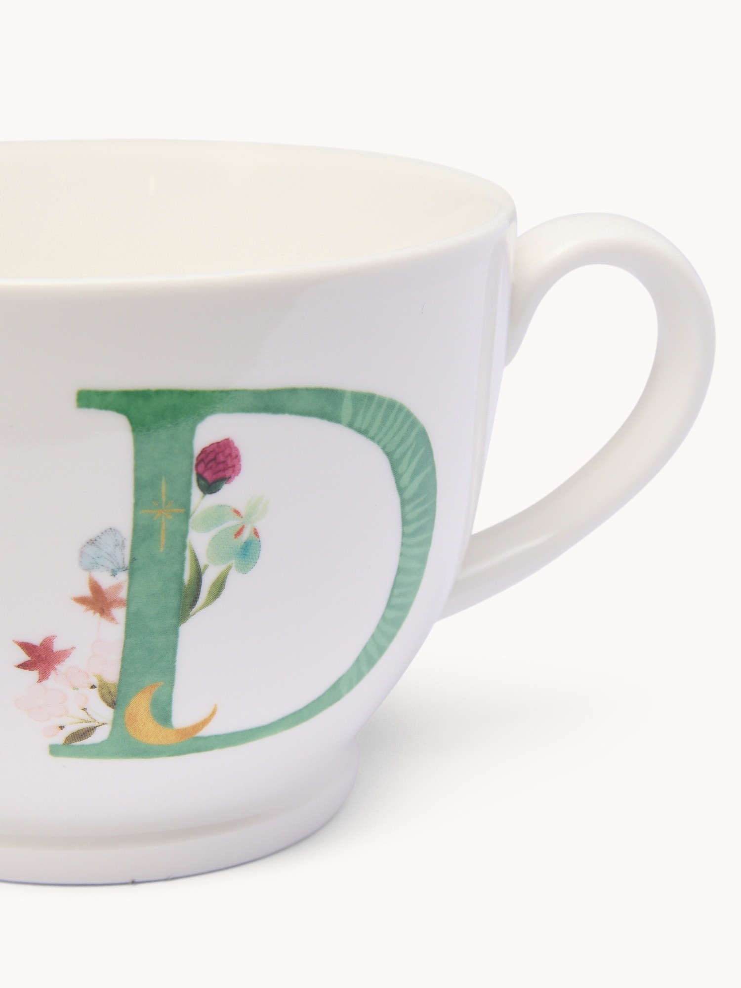 New bone china breakfast mug,letter D, White 1, large image number 0