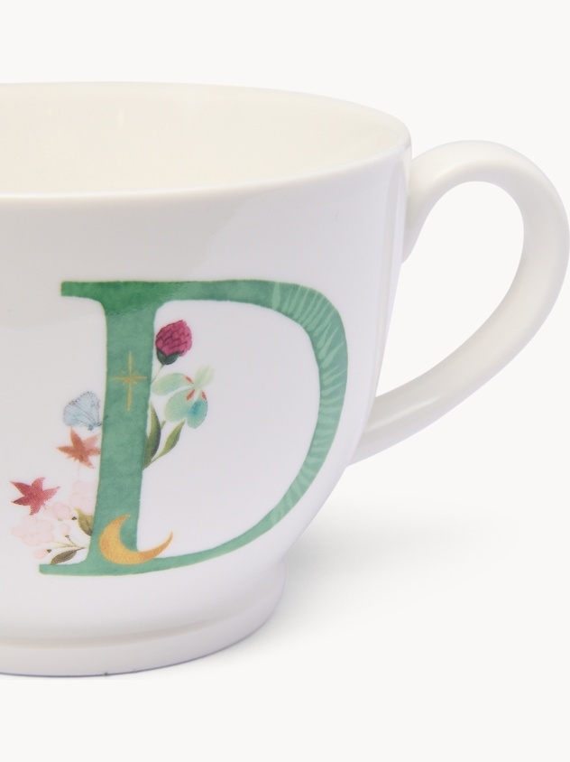 Tazza da colazione in new bone china lettera D