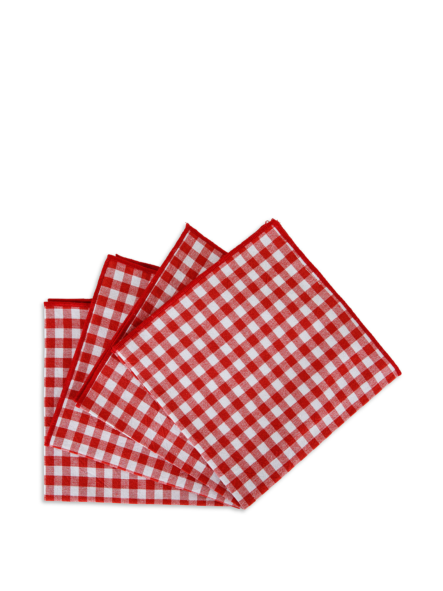Set of 4 vichy patterned cotton napkins, Red, large image number 0