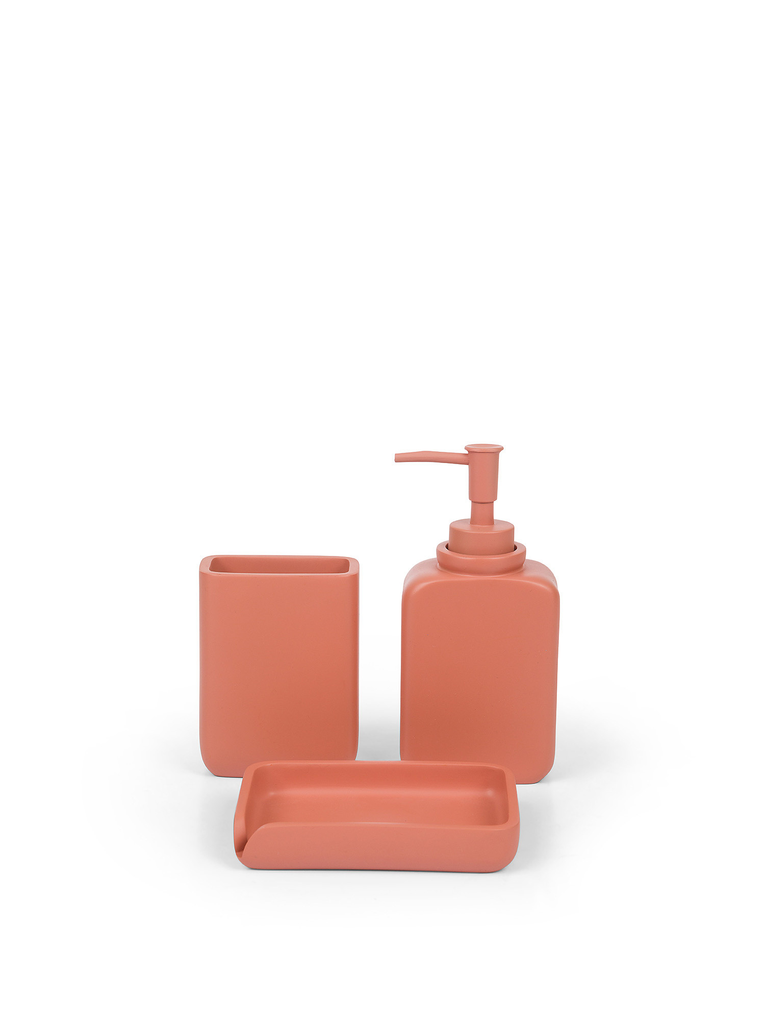 Solid color polyresin soap dispenser, Pink, large image number 1