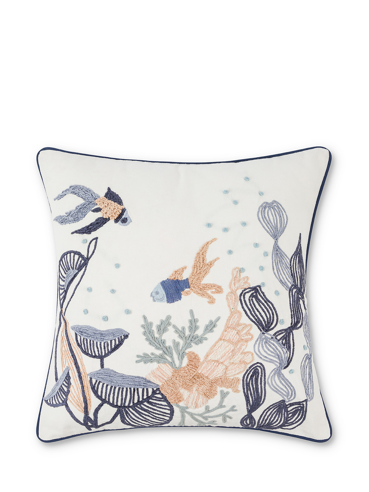 Marine embroidery cotton cushion 35x50cm, Light Blue, large image number 0