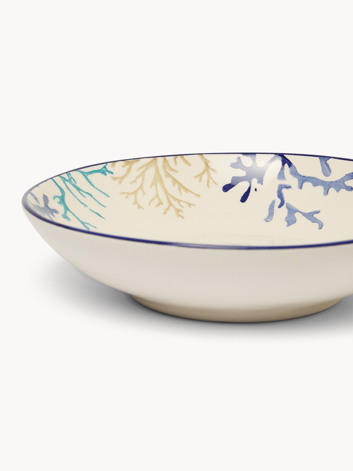 Ceramic soup plate with coral pattern, Bianco/Azzurro, large image number 1