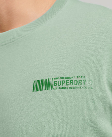 Superdry - T-shirt basica in cotone con mico logo barcode, Verde chiaro, large image number 3