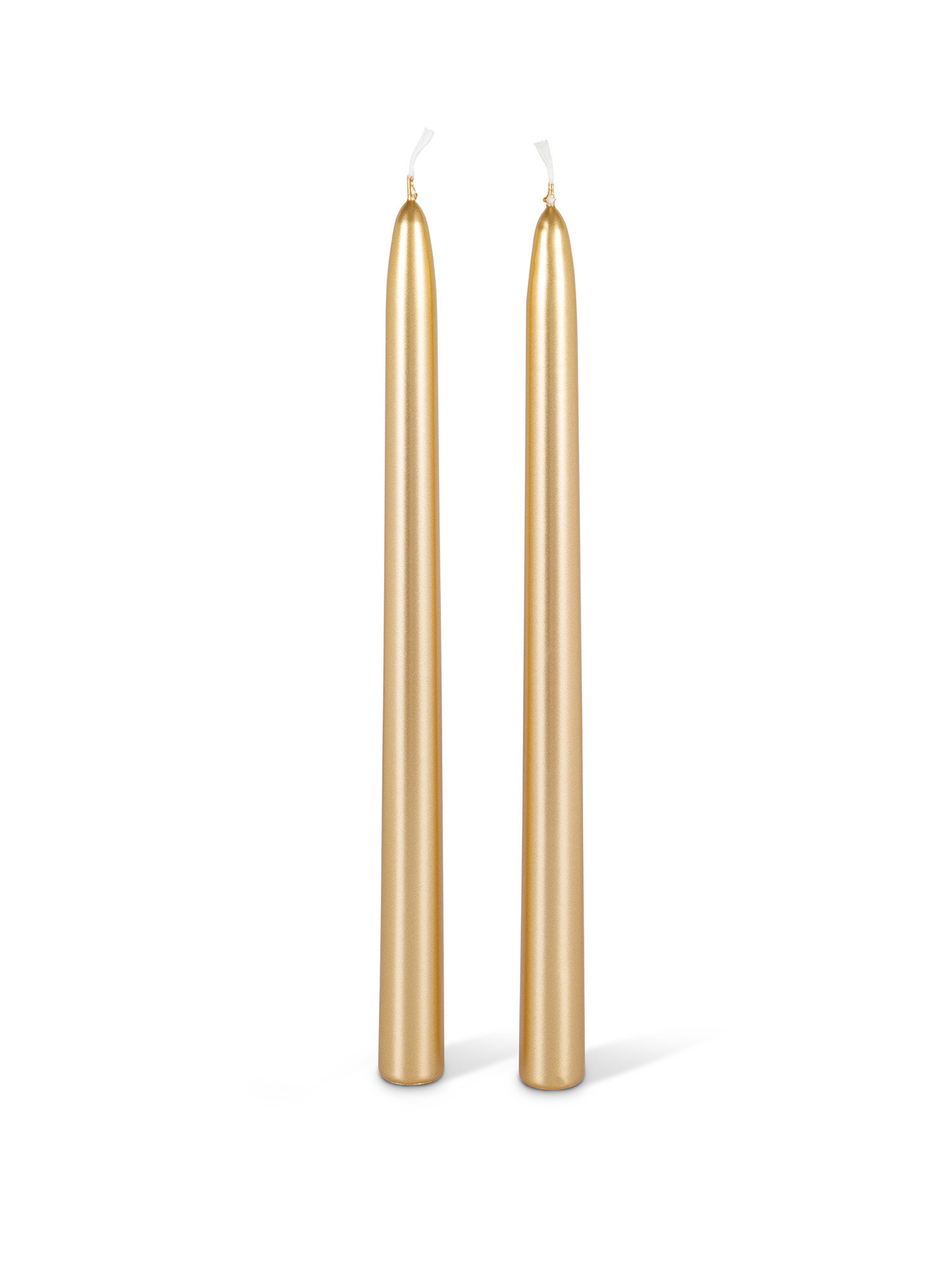 Set of 2 lacquered wax candles made in Italy, Gold, large image number 0