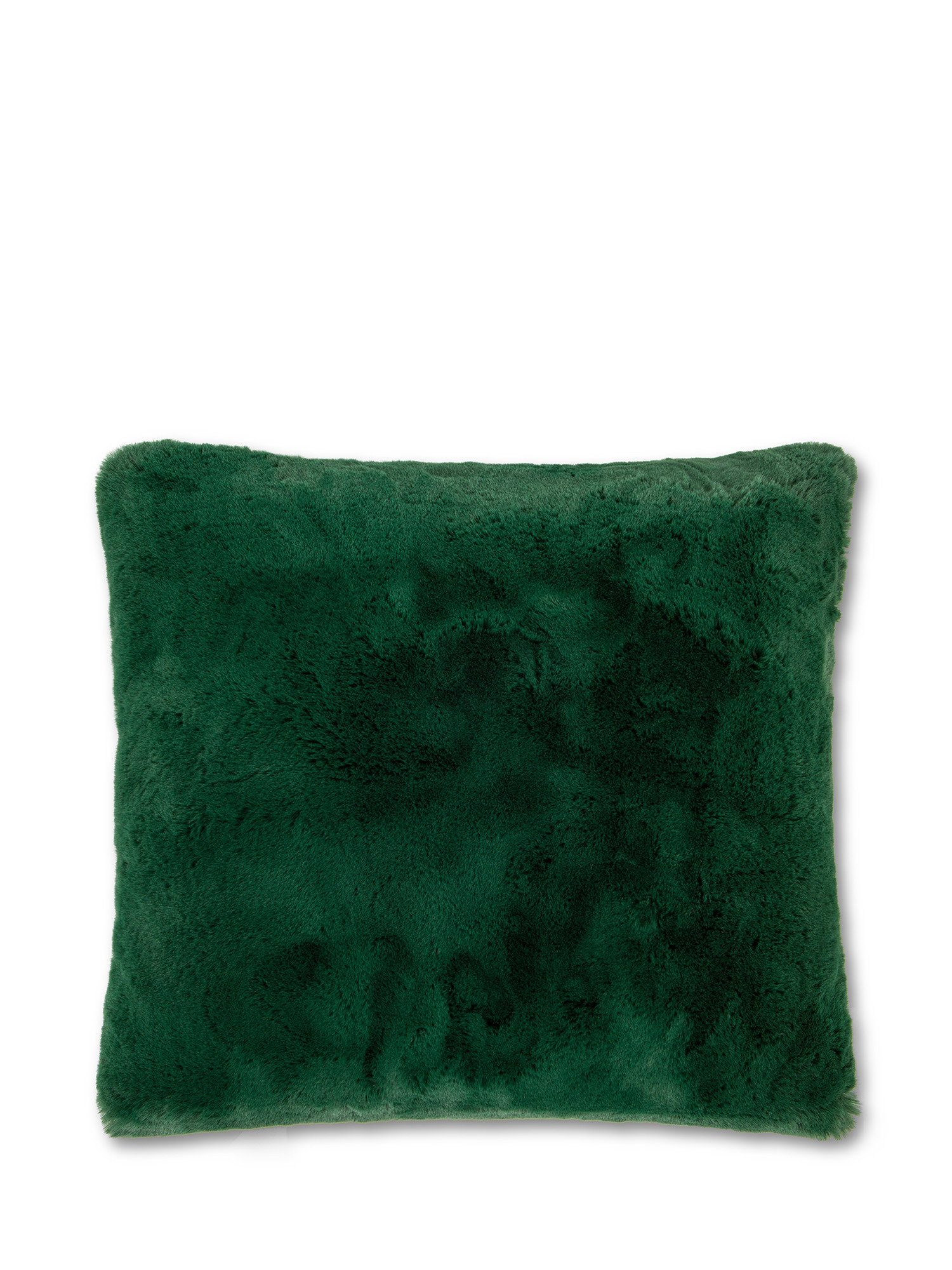 Solid color fur effect cushion, Green, large image number 0