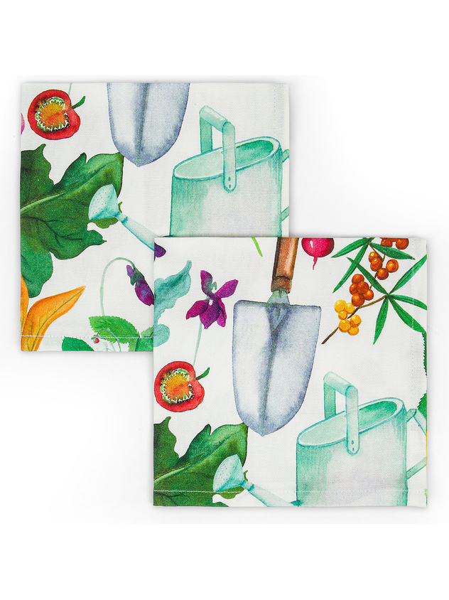 Set 2 tovaglioli panama di cotone stampa vegetale