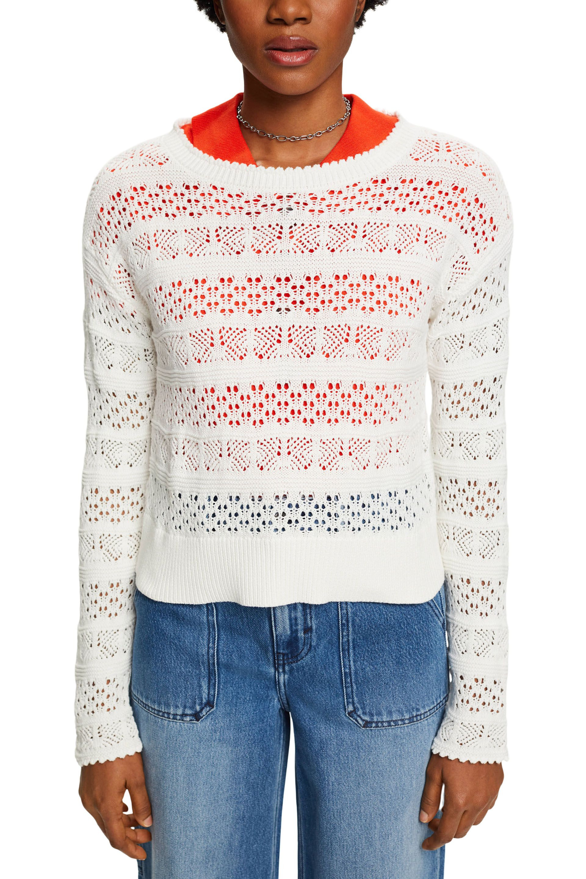 Esprit - Knitted pullover in cotton, White, large image number 2