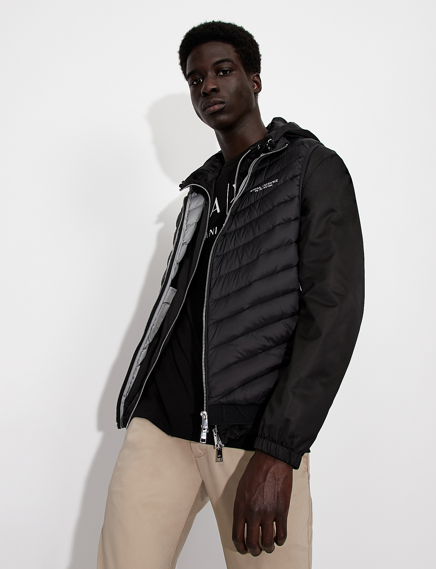 Armani Exchange - Padded sleeveless down jacket, Black, large image number 4