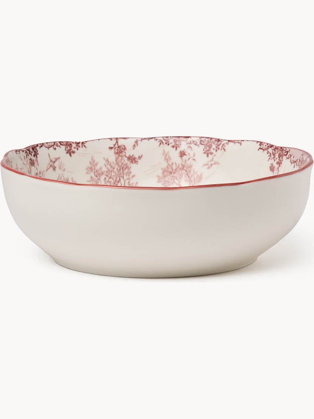 Porcelain salad bowl with a Toile de Jouy motif