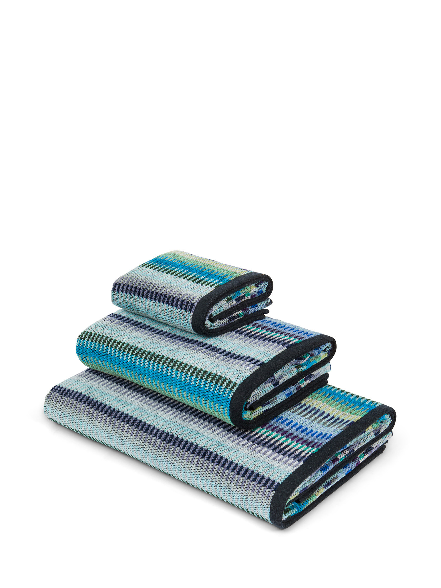 Cotton terry towel with striped pattern, Blue, large image number 0