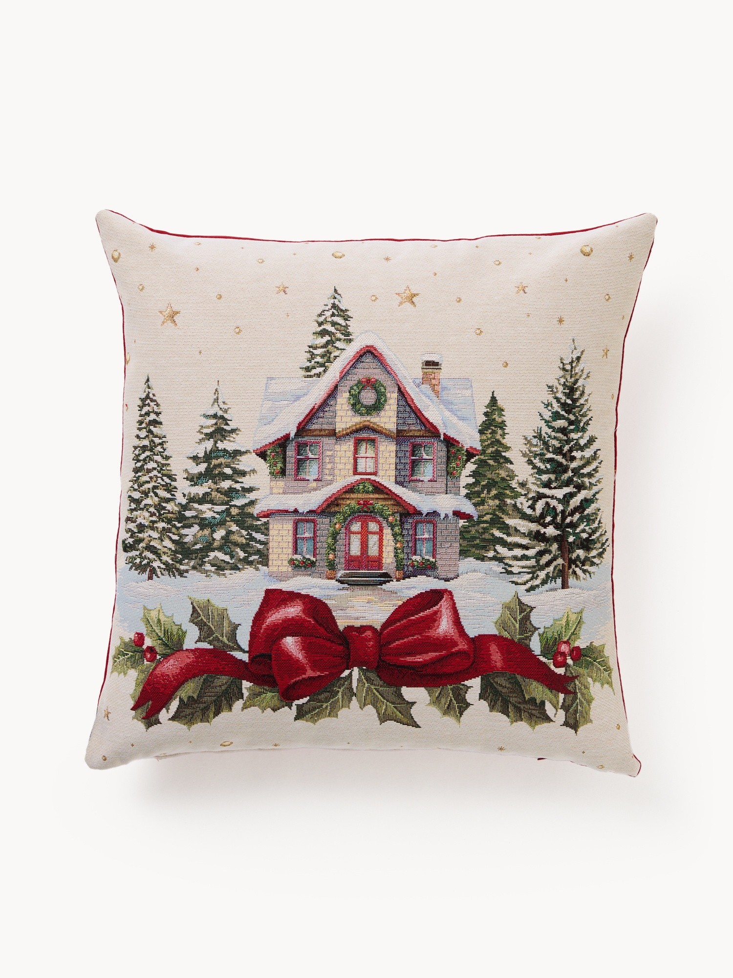 Gobelin fabric cushion with Christmas pattern 45x45cm, Multicolor, large image number 0