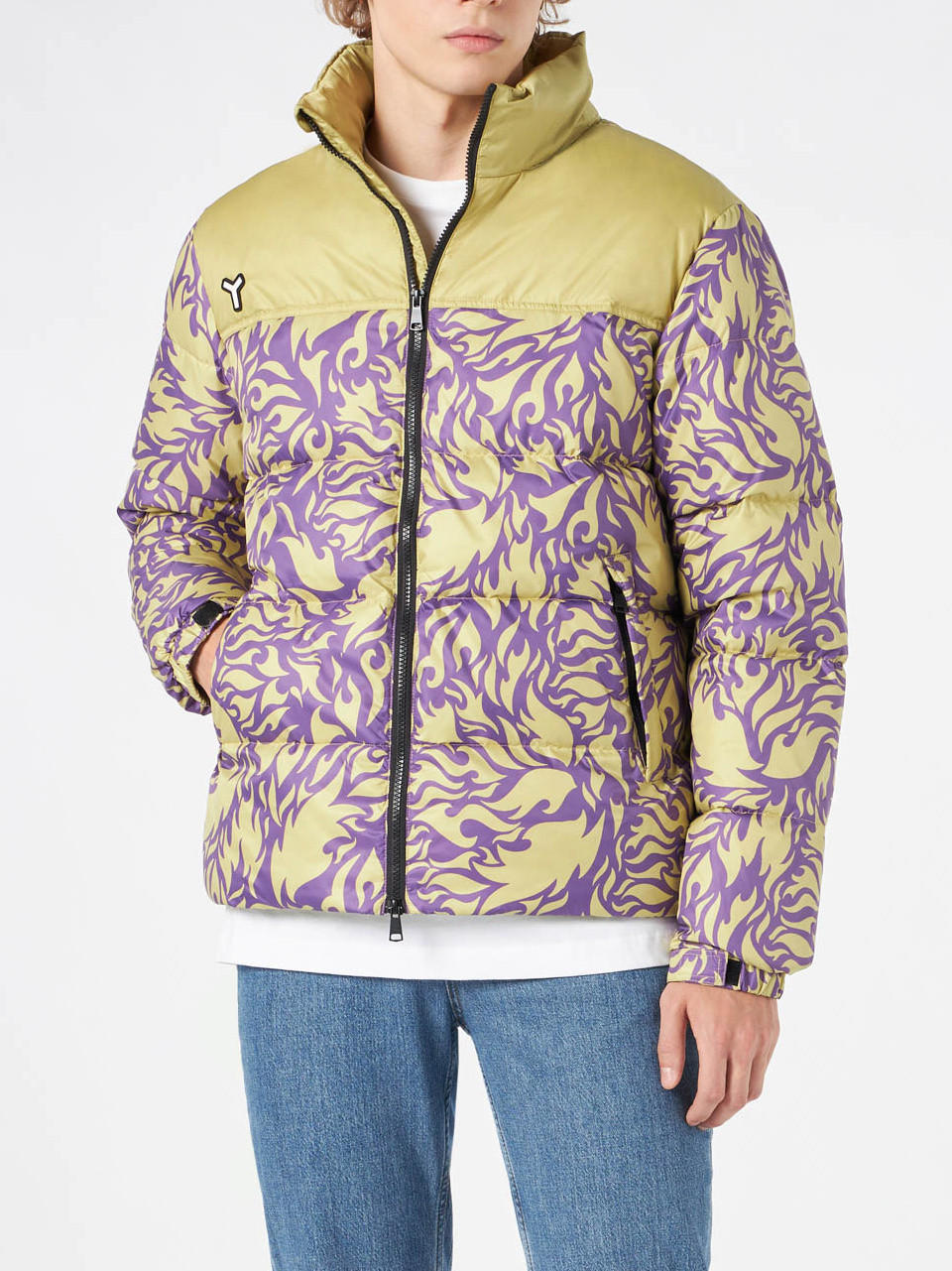 Yes I Am - Down jacket with reversible print, Mustard Yellow, large image number 1