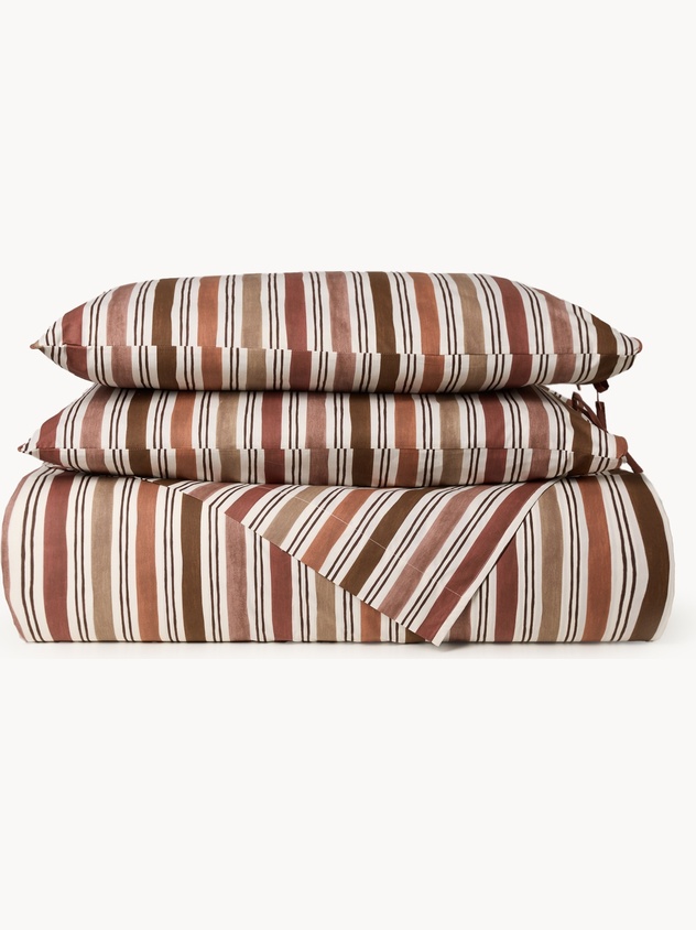 Striped cotton percale flat sheet