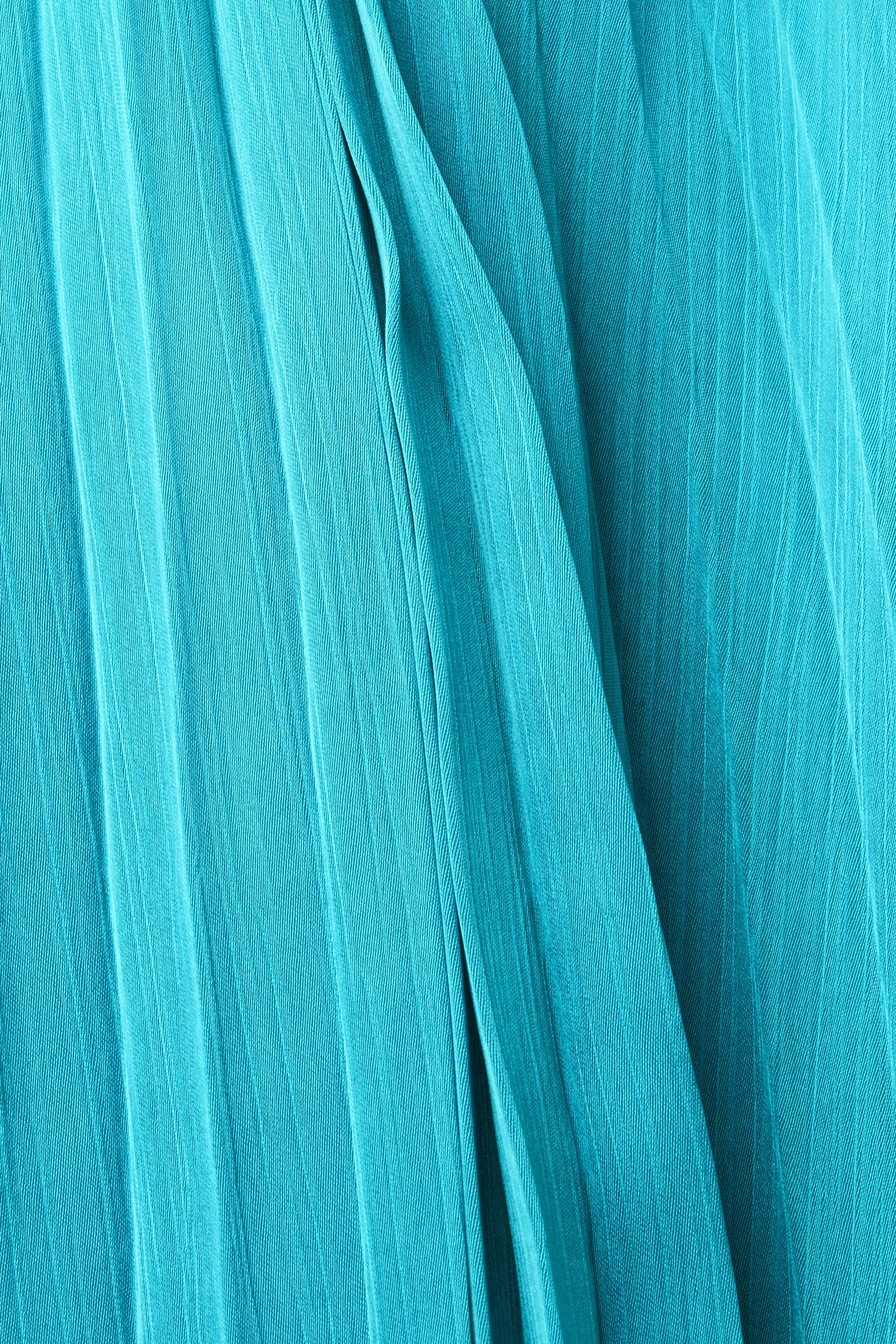 Esprit - Pleated satin dress, Turquoise, large image number 3