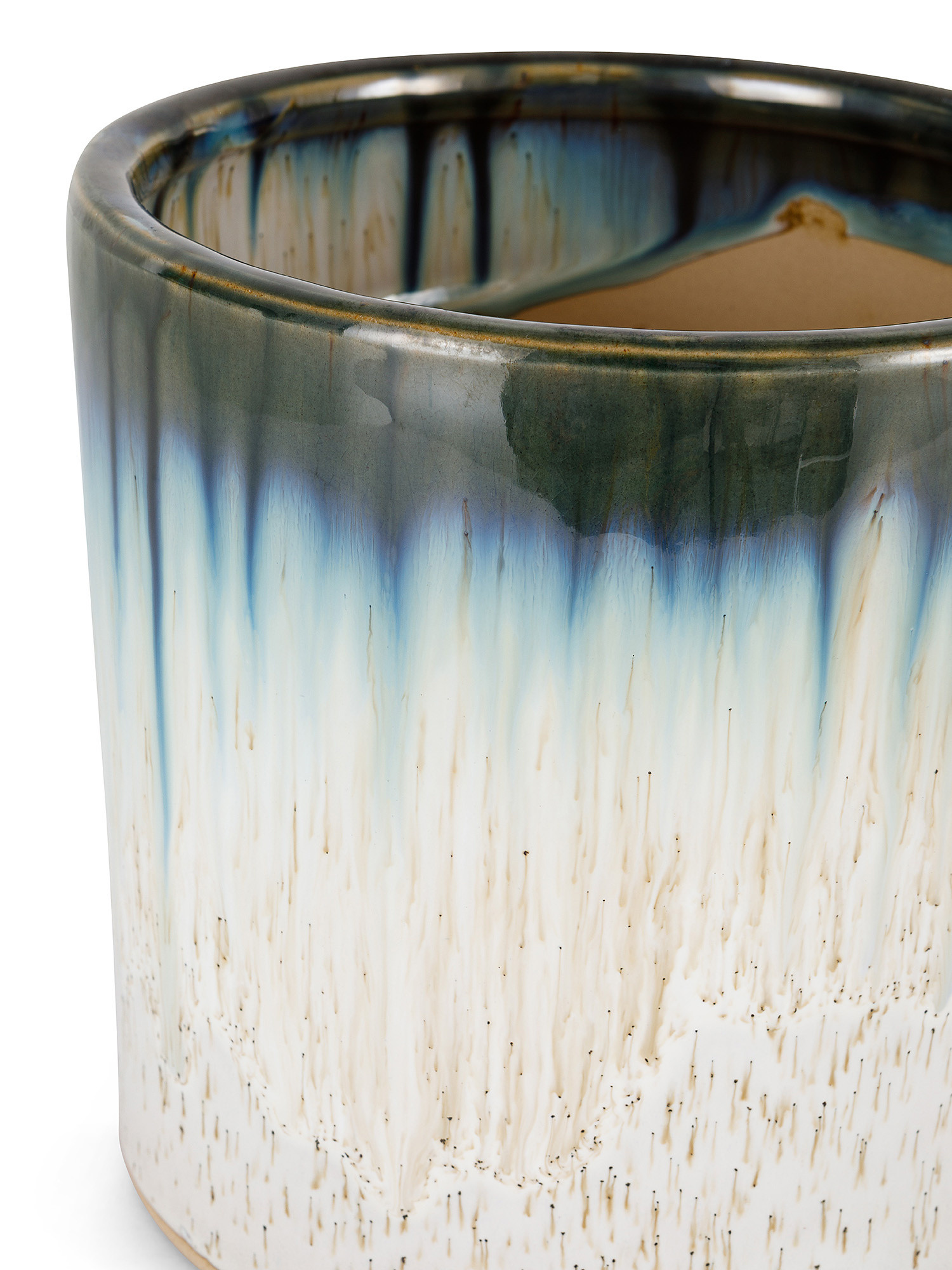 Cachepot ceramica bordo sfumato, Blu, large image number 1