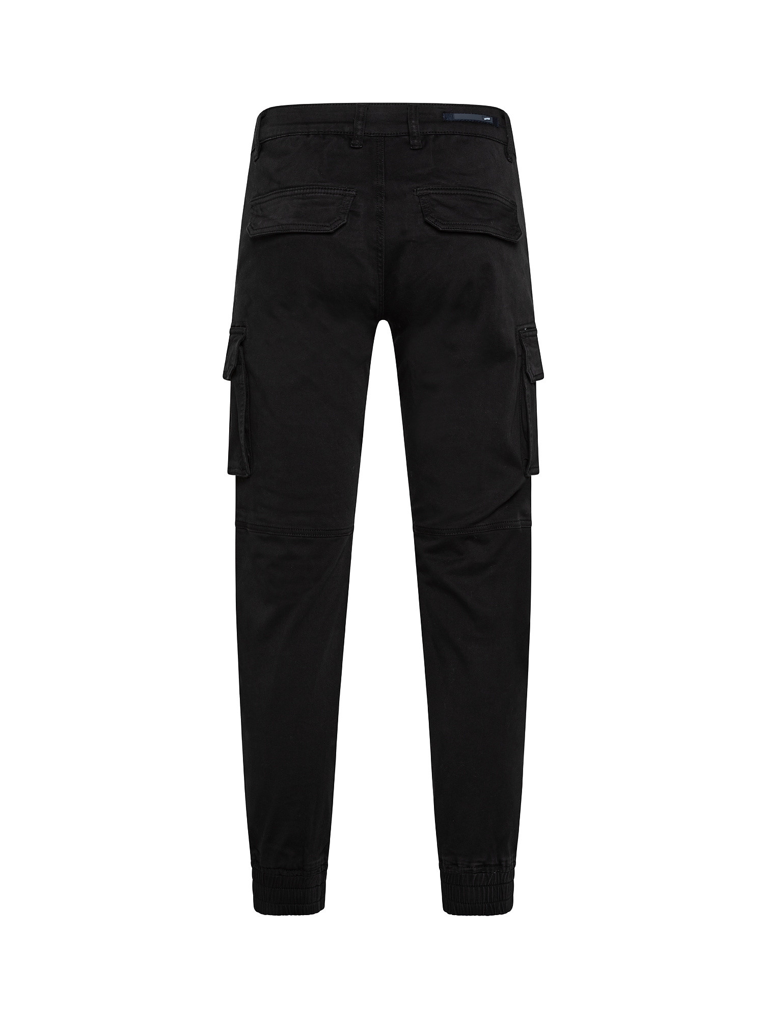 Stretch cotton cargo pants, Black, large image number 1