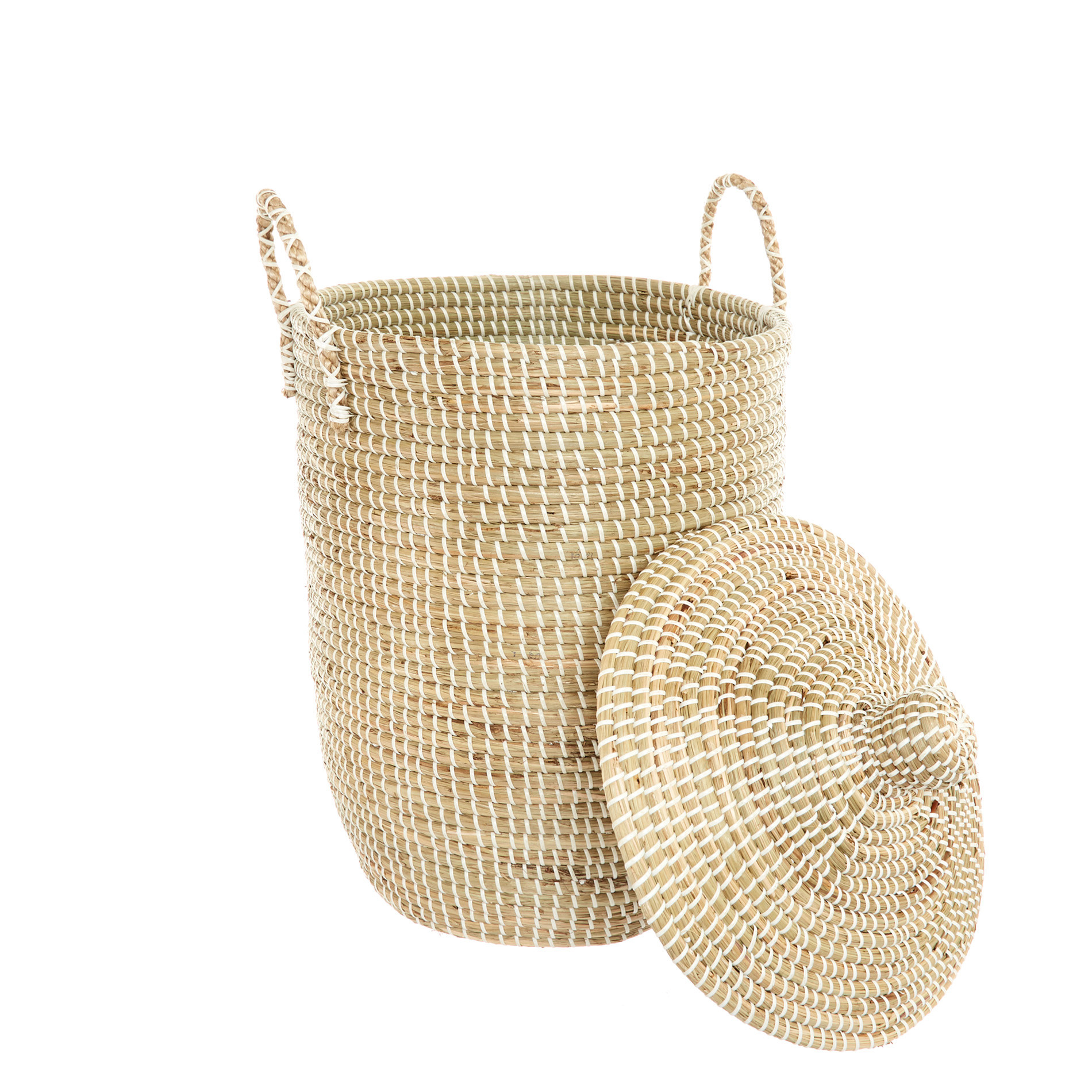 Handmade seagrass laundry basket, Beige, large image number 1