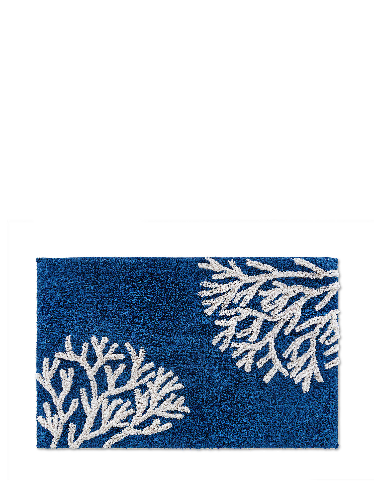 Tappeto bagno cotone motivo coralli, Blu, large