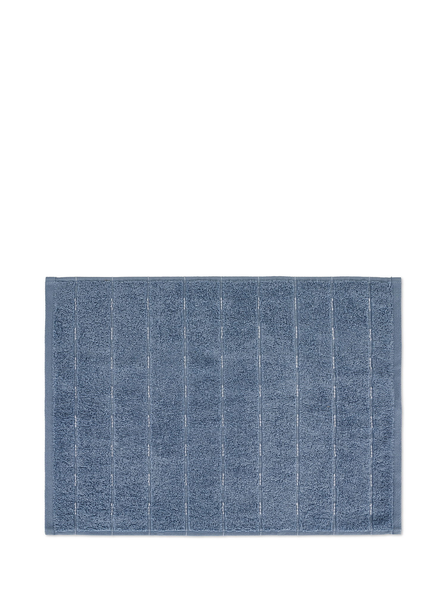 Asciugamano di puro cotone tinto in filo effetto impuntura, Blu, large image number 1