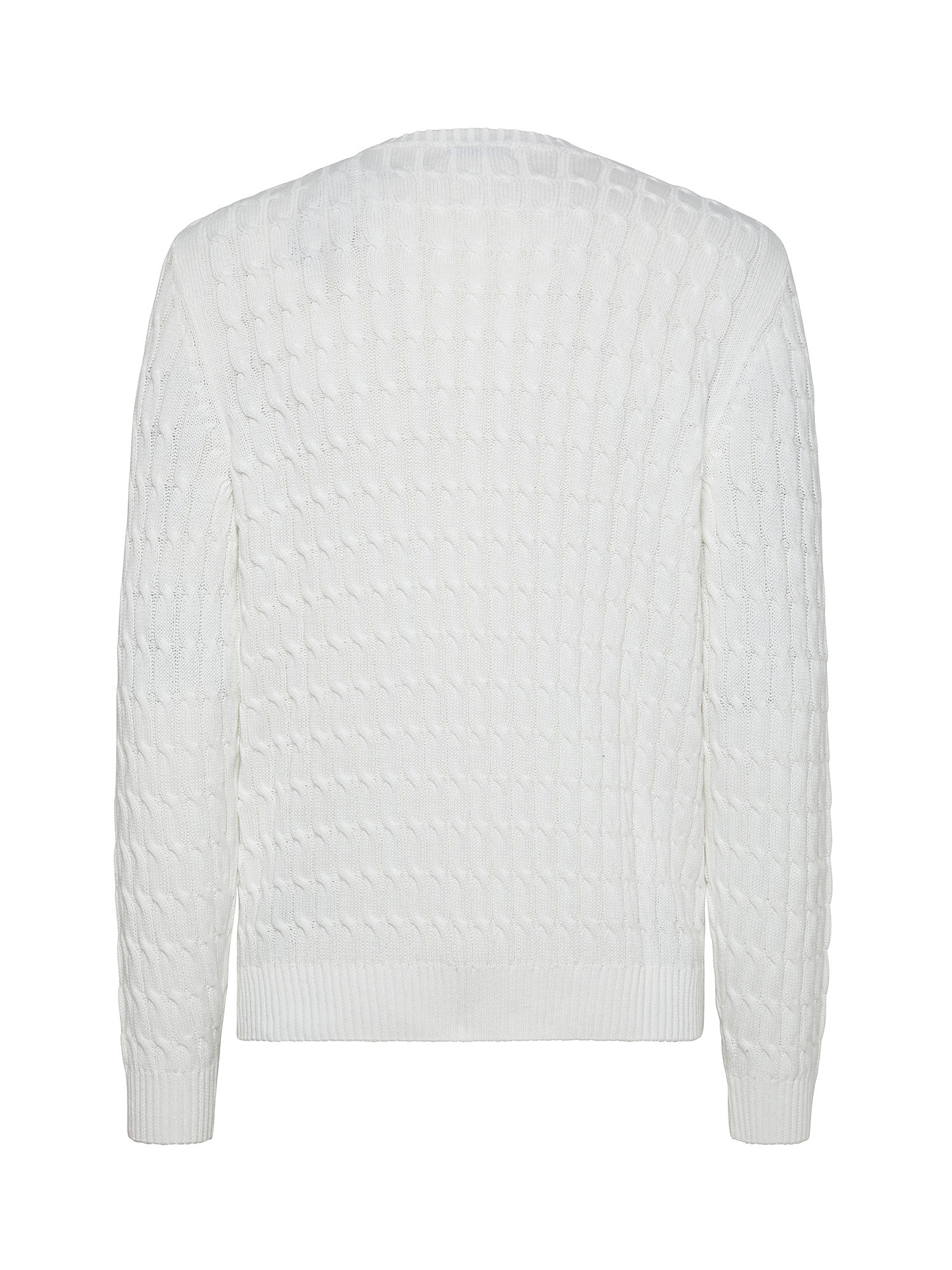 Luca D'Altieri - Crewneck sweater with pure cotton braids, White, large image number 1