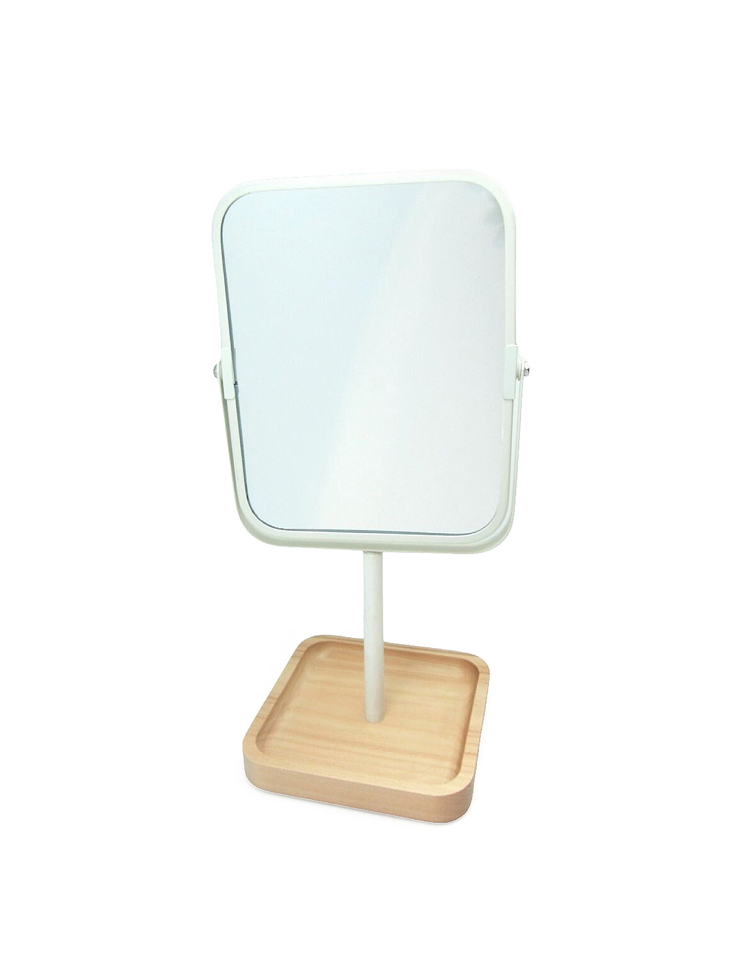 Mirror with wooden base, White / Beige, large image number 0